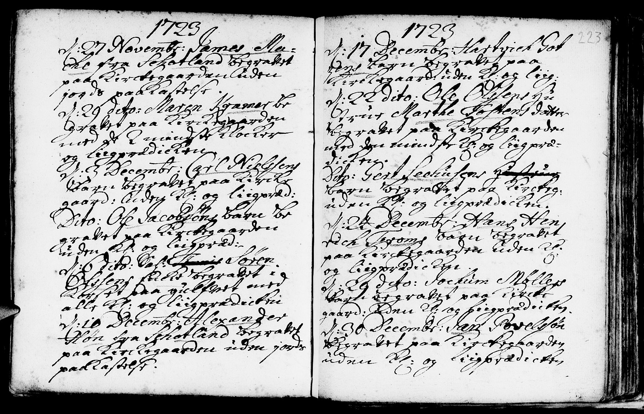 Nykirken Sokneprestembete, AV/SAB-A-77101/H/Haa/L0009: Parish register (official) no. A 9, 1689-1759, p. 223