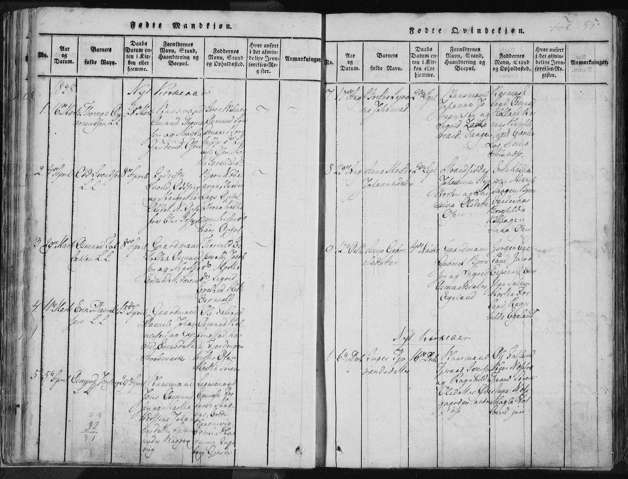 Vikedal sokneprestkontor, SAST/A-101840/01/IV: Parish register (official) no. A 3, 1817-1850, p. 55