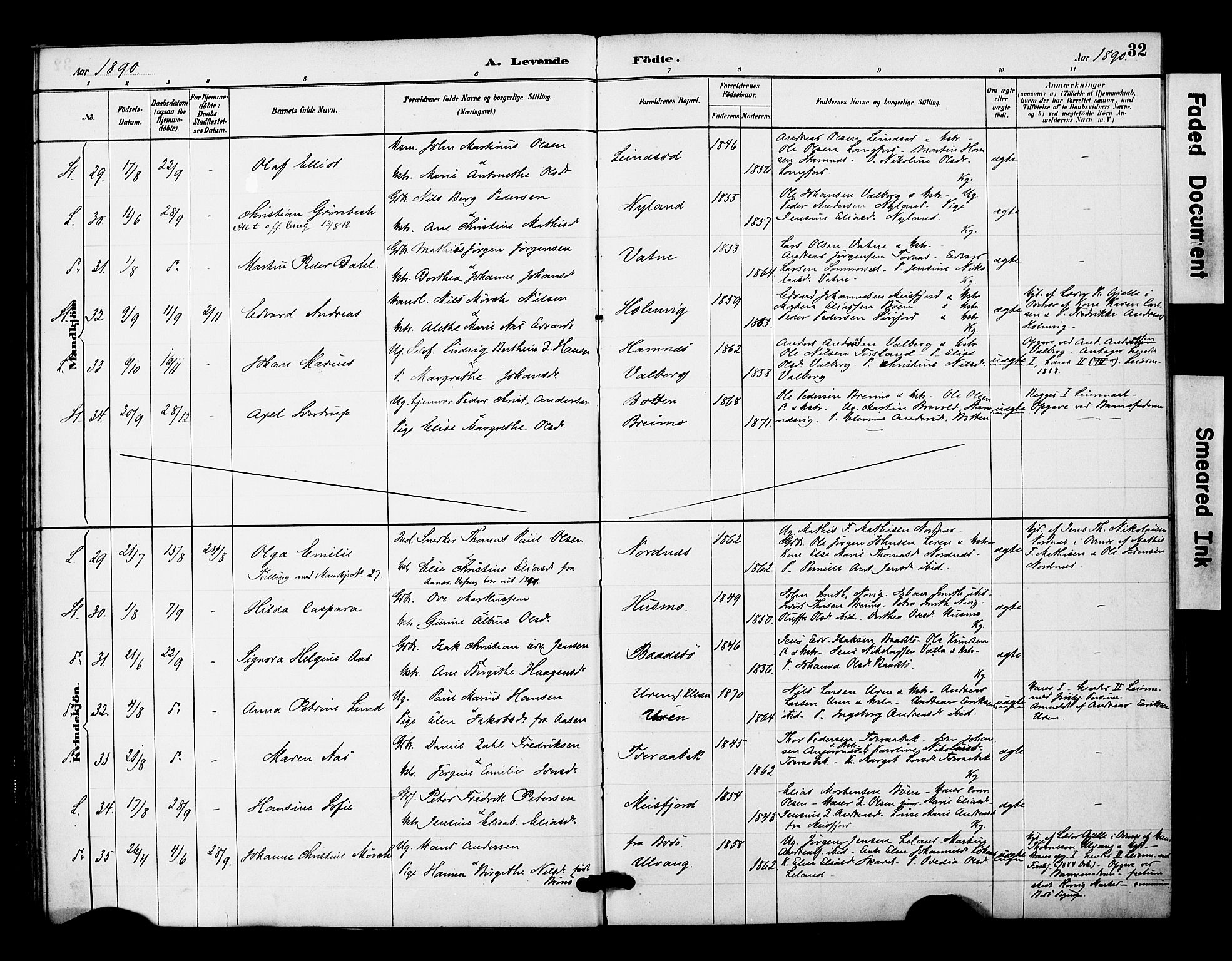 Ministerialprotokoller, klokkerbøker og fødselsregistre - Nordland, AV/SAT-A-1459/831/L0471: Parish register (official) no. 831A02, 1886-1901, p. 32