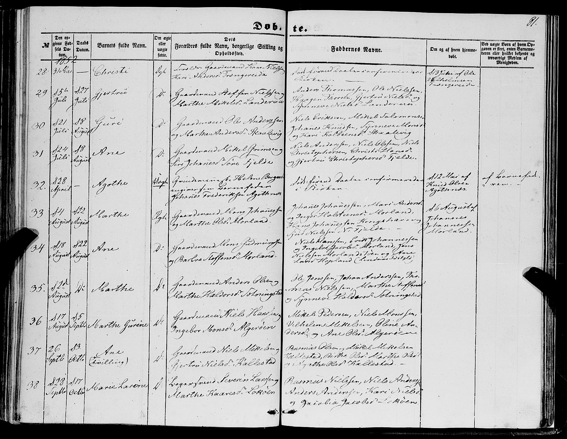Fjell sokneprestembete, SAB/A-75301/H/Haa: Parish register (official) no. A 2, 1847-1864, p. 81