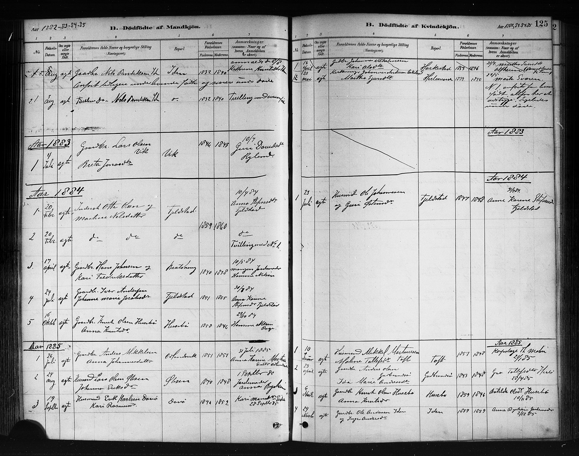 Herdla Sokneprestembete, SAB/A-75701/H/Haa: Parish register (official) no. A 3, 1878-1890, p. 125