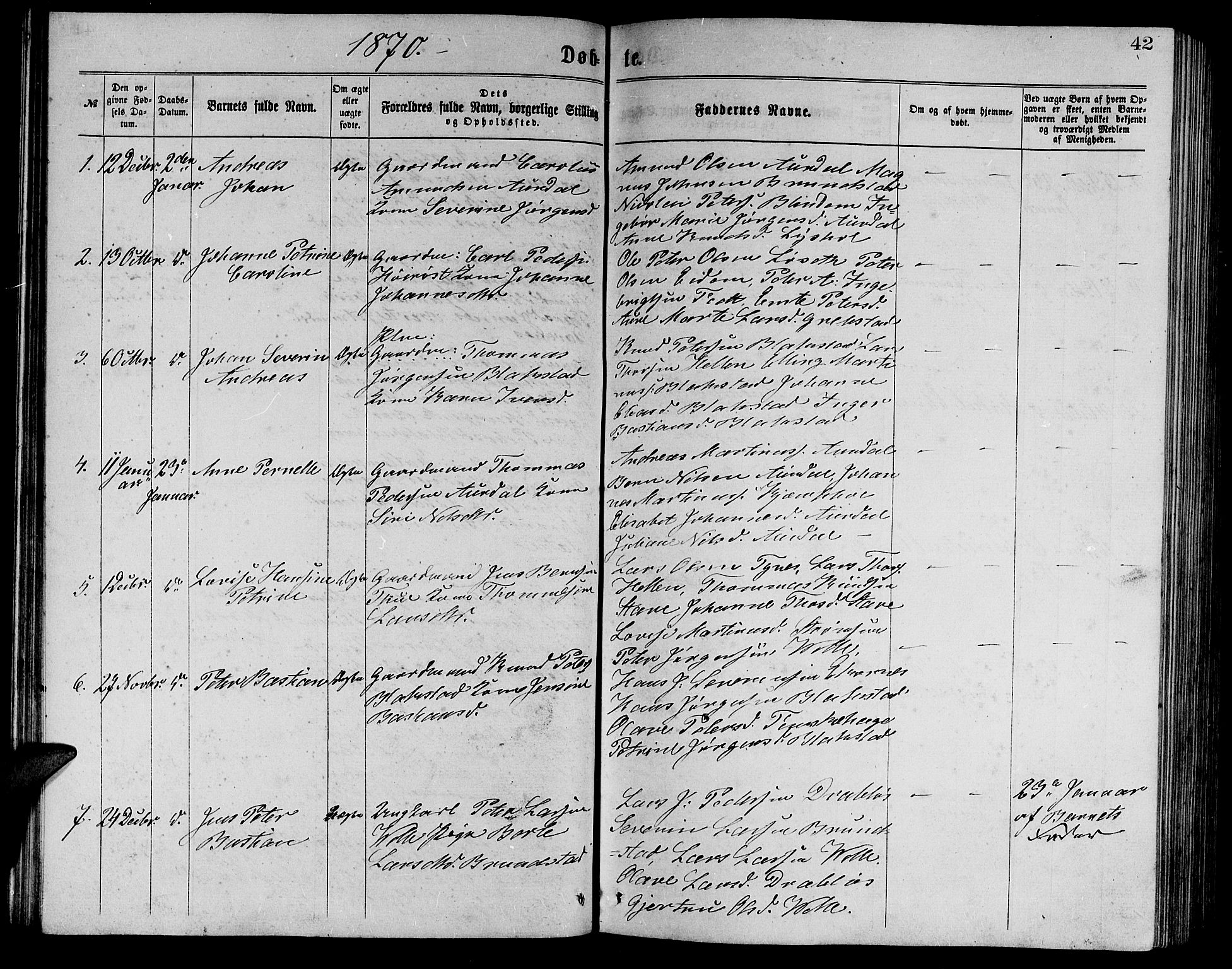 Ministerialprotokoller, klokkerbøker og fødselsregistre - Møre og Romsdal, AV/SAT-A-1454/523/L0338: Parish register (copy) no. 523C01, 1865-1877, p. 42