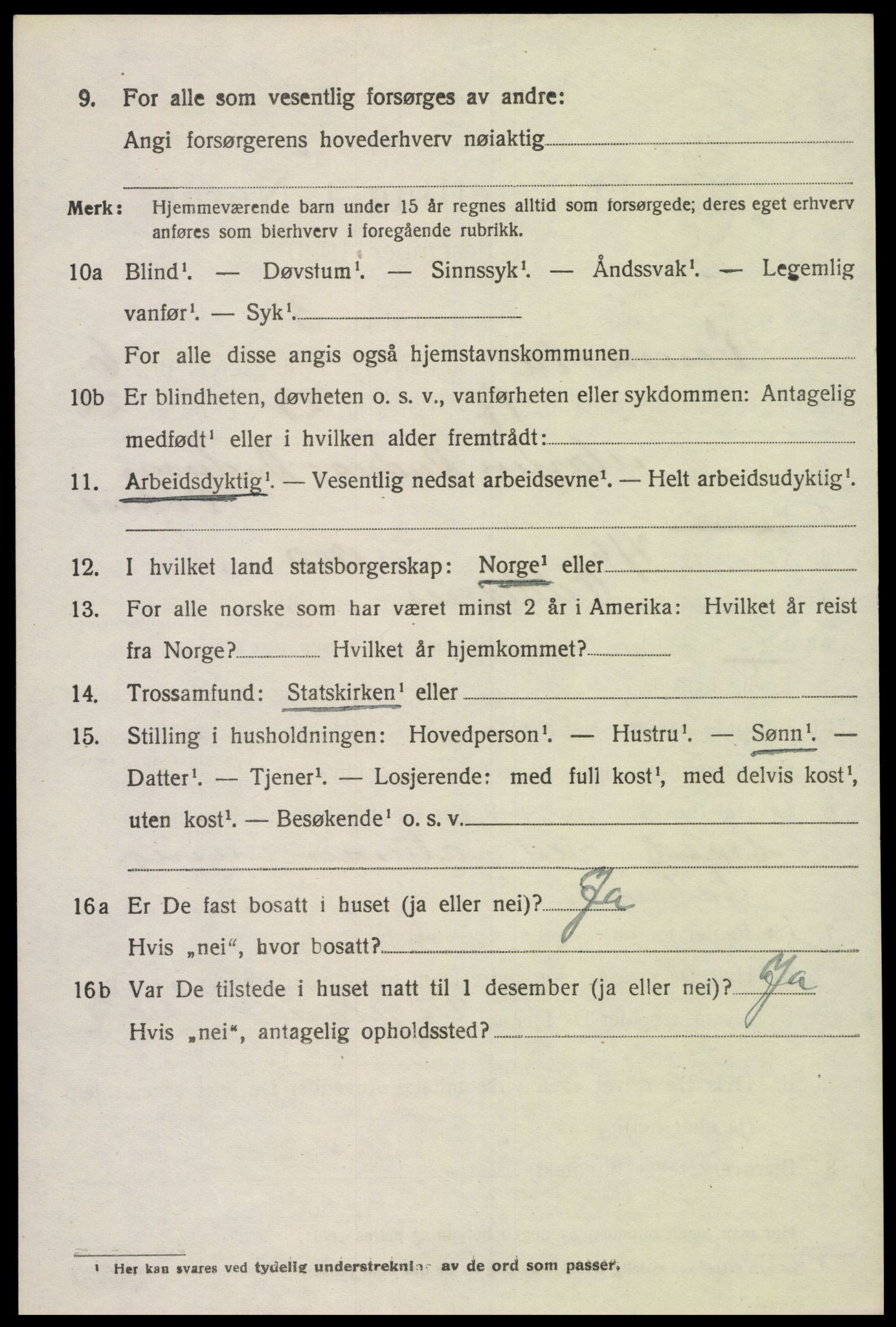 SAK, 1920 census for Vennesla, 1920, p. 4509