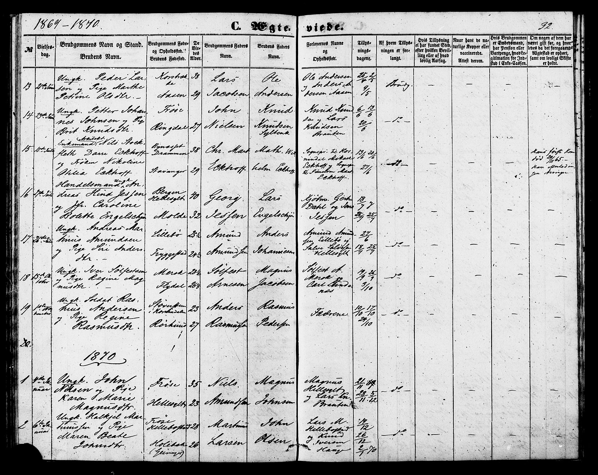 Ministerialprotokoller, klokkerbøker og fødselsregistre - Møre og Romsdal, SAT/A-1454/517/L0224: Parish register (official) no. 517A04, 1853-1880, p. 32
