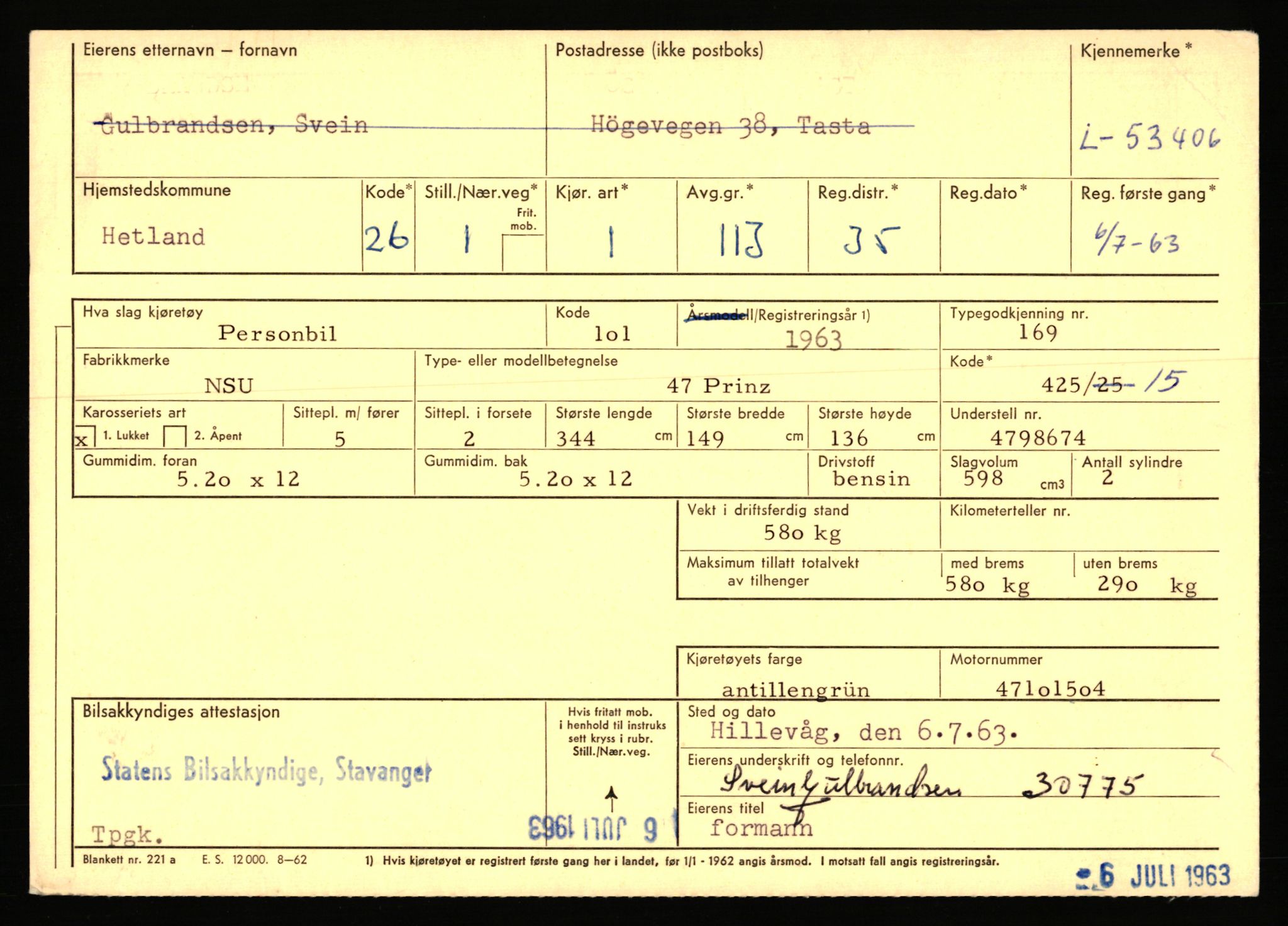 Stavanger trafikkstasjon, AV/SAST-A-101942/0/F/L0053: L-52900 - L-54199, 1930-1971, p. 1299