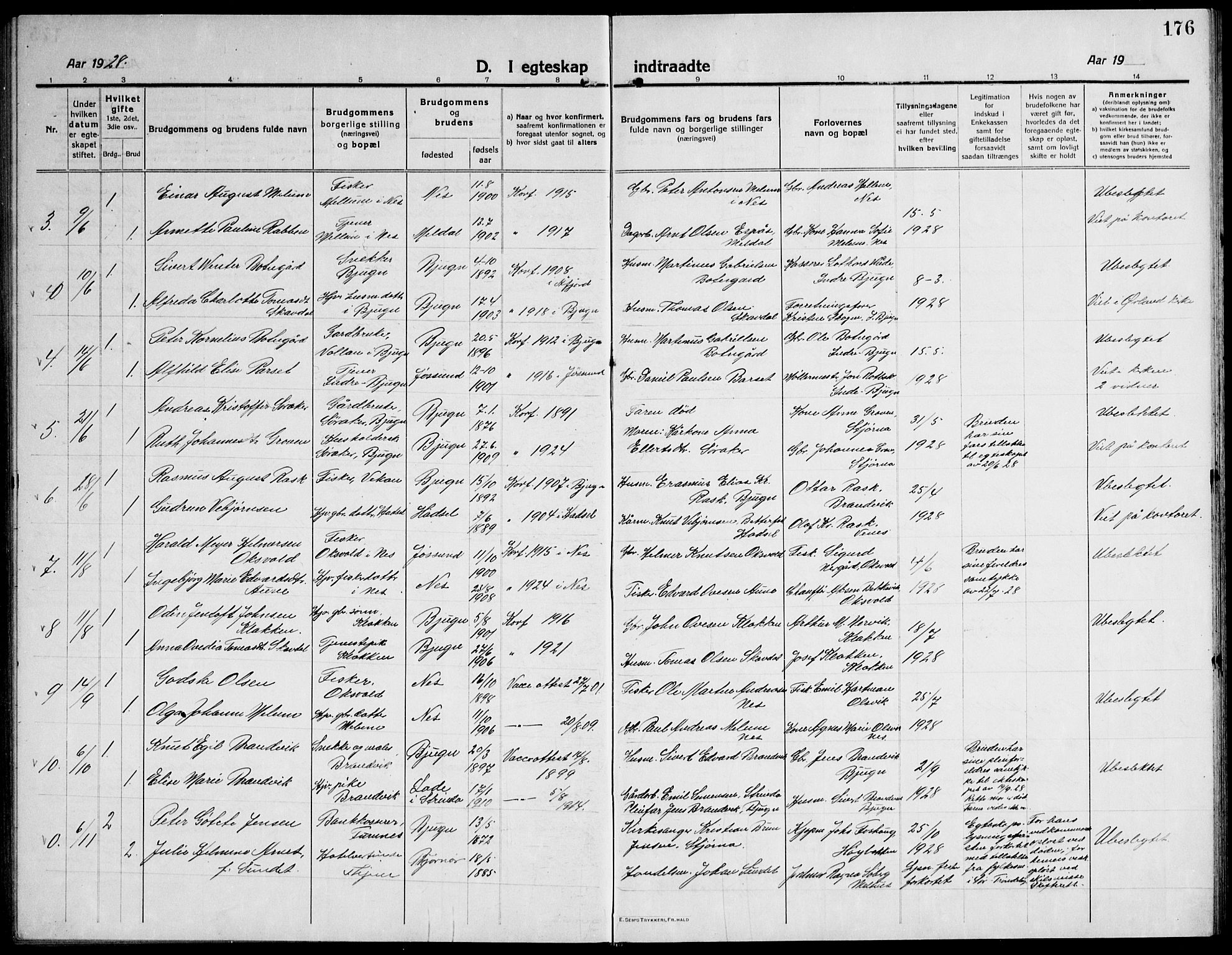 Ministerialprotokoller, klokkerbøker og fødselsregistre - Sør-Trøndelag, SAT/A-1456/651/L0648: Parish register (copy) no. 651C02, 1915-1945, p. 176