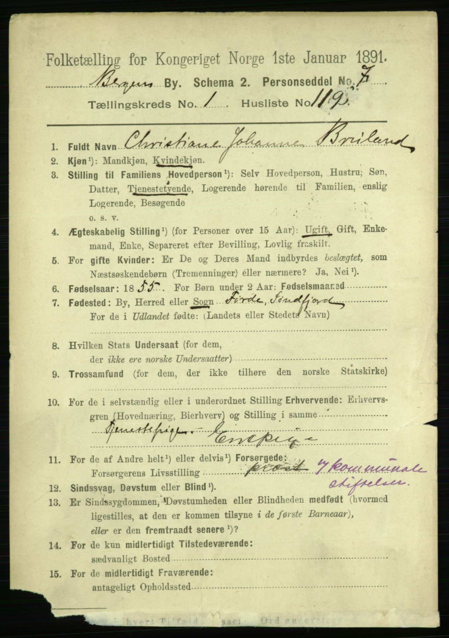 RA, 1891 Census for 1301 Bergen, 1891, p. 10059