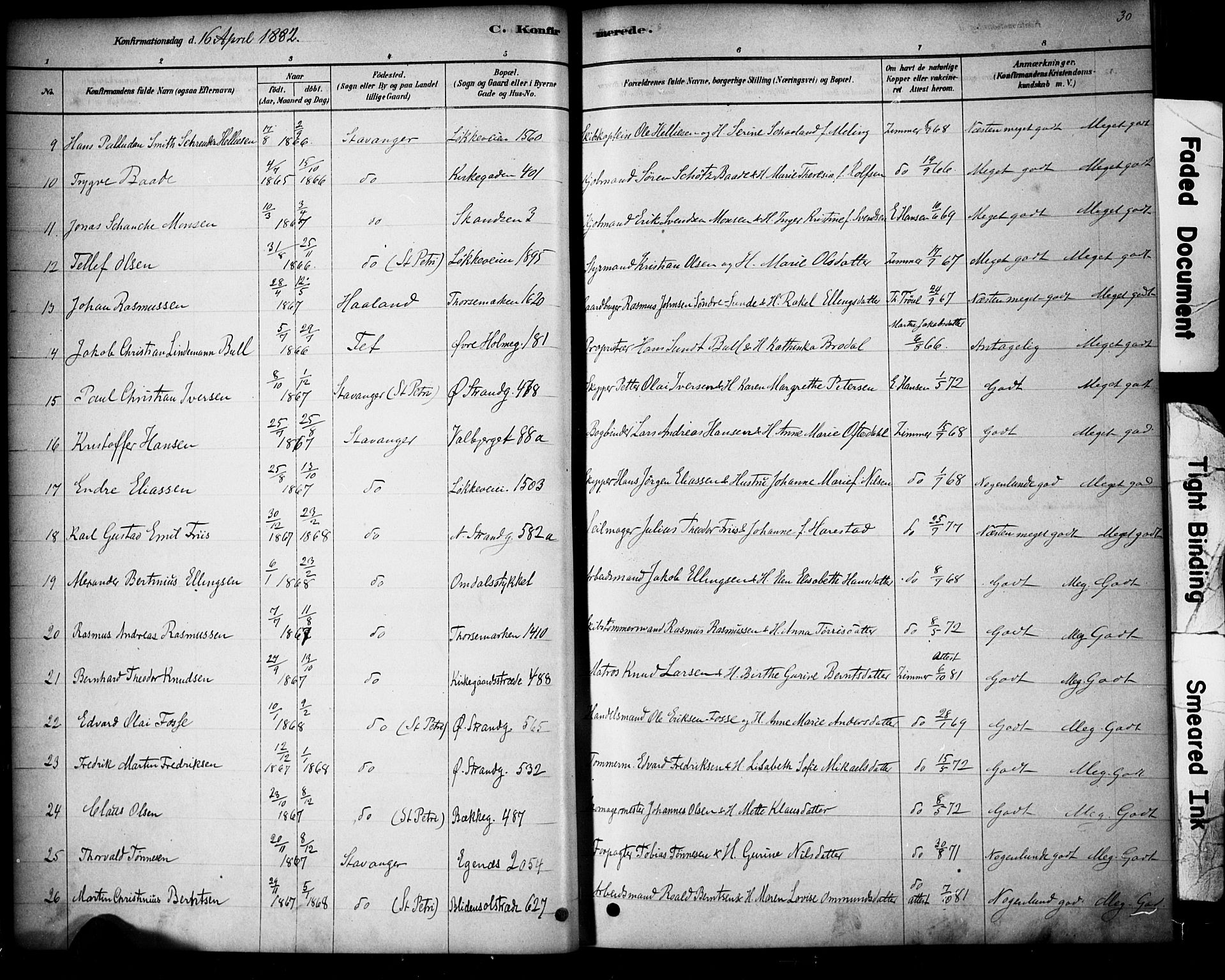 Domkirken sokneprestkontor, AV/SAST-A-101812/001/30/30BA/L0028: Parish register (official) no. A 27, 1878-1896, p. 30