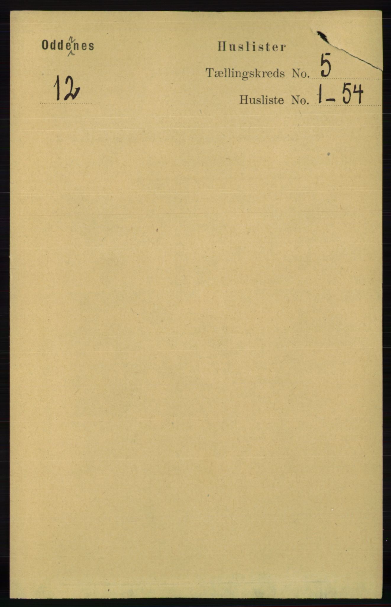 RA, 1891 census for 1012 Oddernes, 1891, p. 1708