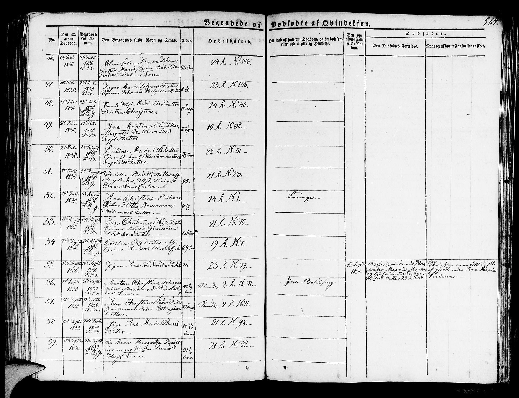 Korskirken sokneprestembete, AV/SAB-A-76101/H/Haa/L0014: Parish register (official) no. A 14, 1823-1835, p. 564