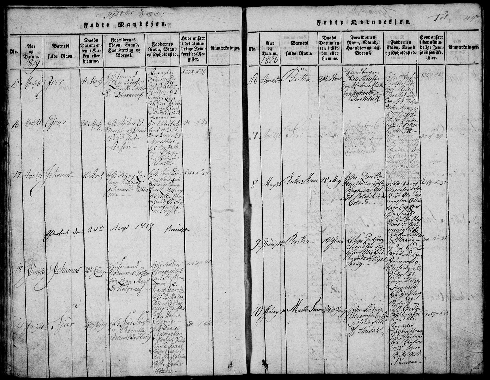 Skjold sokneprestkontor, AV/SAST-A-101847/H/Ha/Hab/L0002: Parish register (copy) no. B 2 /1, 1815-1830, p. 49