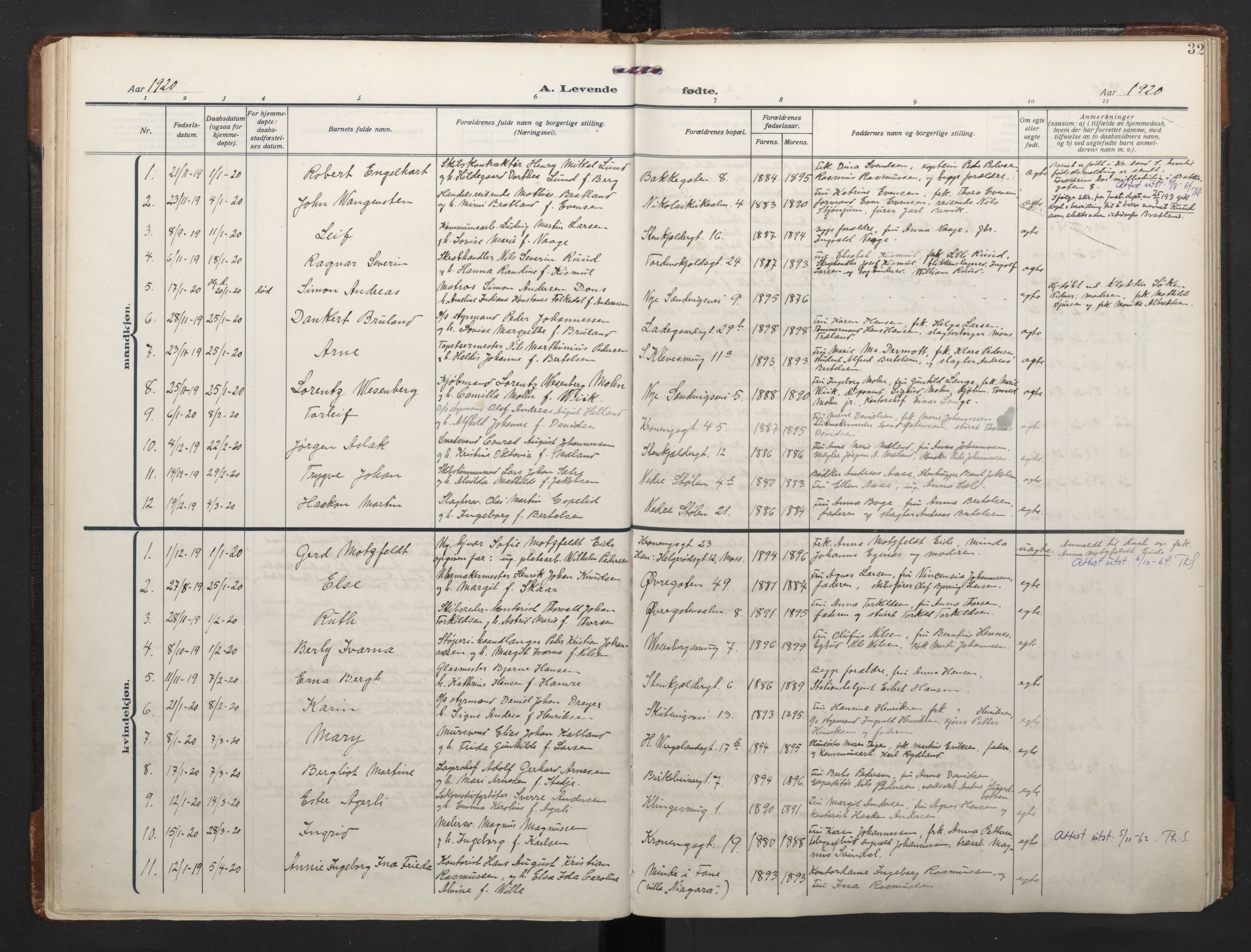 Mariakirken Sokneprestembete, SAB/A-76901/H/Haa/L0011: Parish register (official) no. B 2, 1916-1934, p. 31b-32a