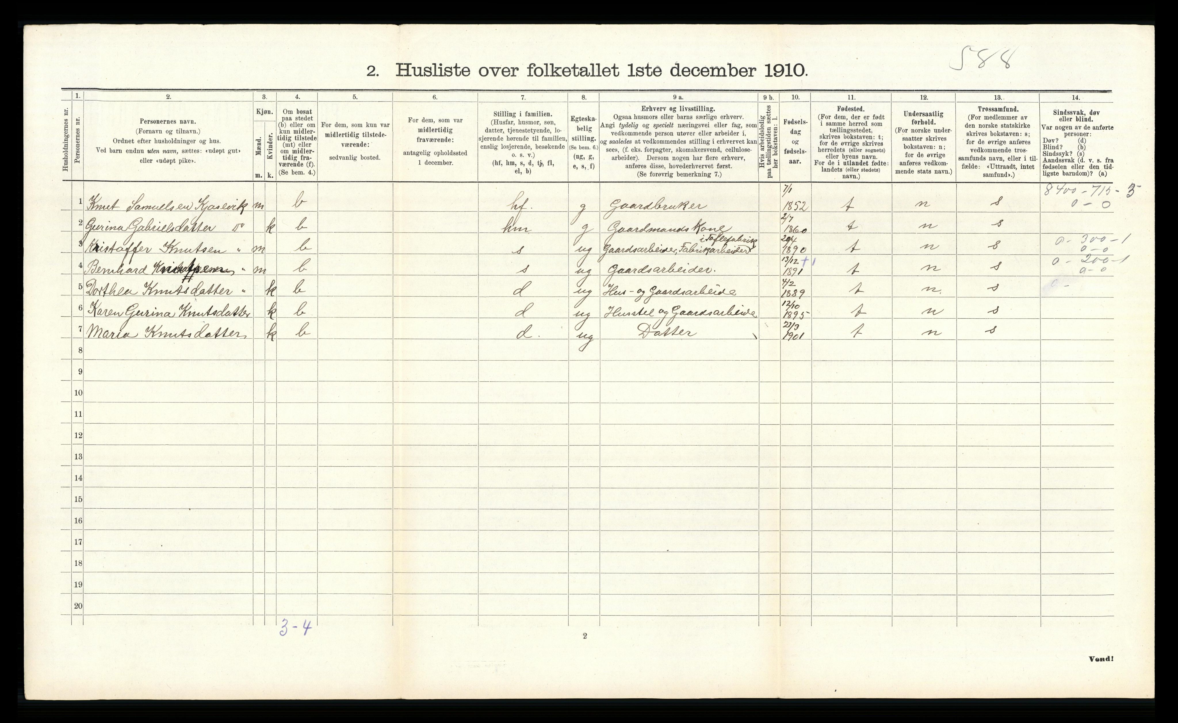 RA, 1910 census for Høyland, 1910, p. 289