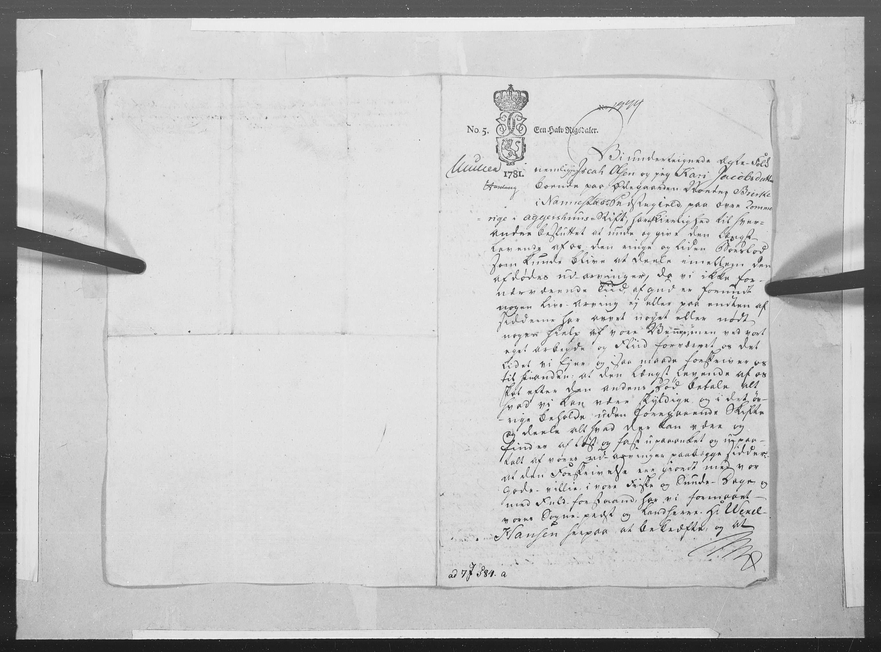 Danske Kanselli 1572-1799, AV/RA-EA-3023/F/Fc/Fcc/Fcca/L0241: Norske innlegg 1572-1799, 1782, p. 287