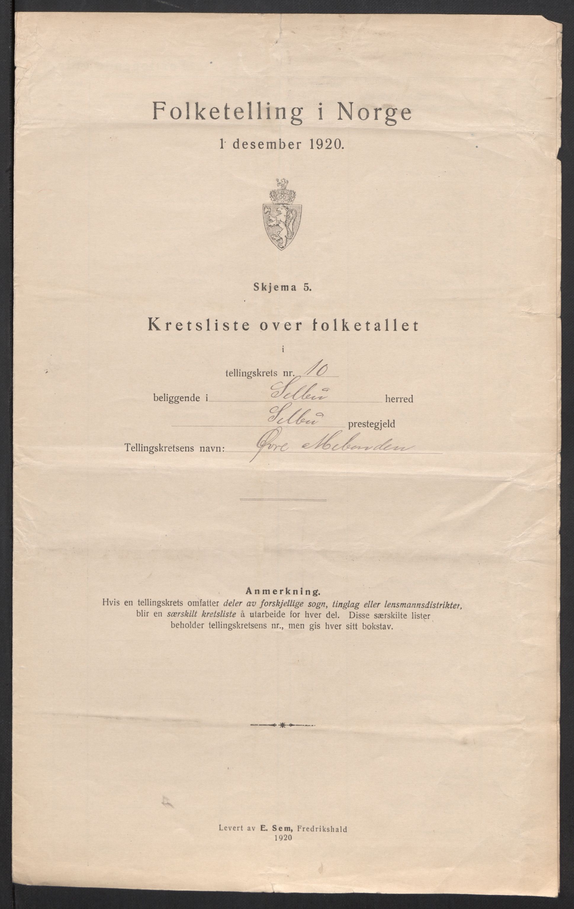 SAT, 1920 census for Selbu, 1920, p. 35