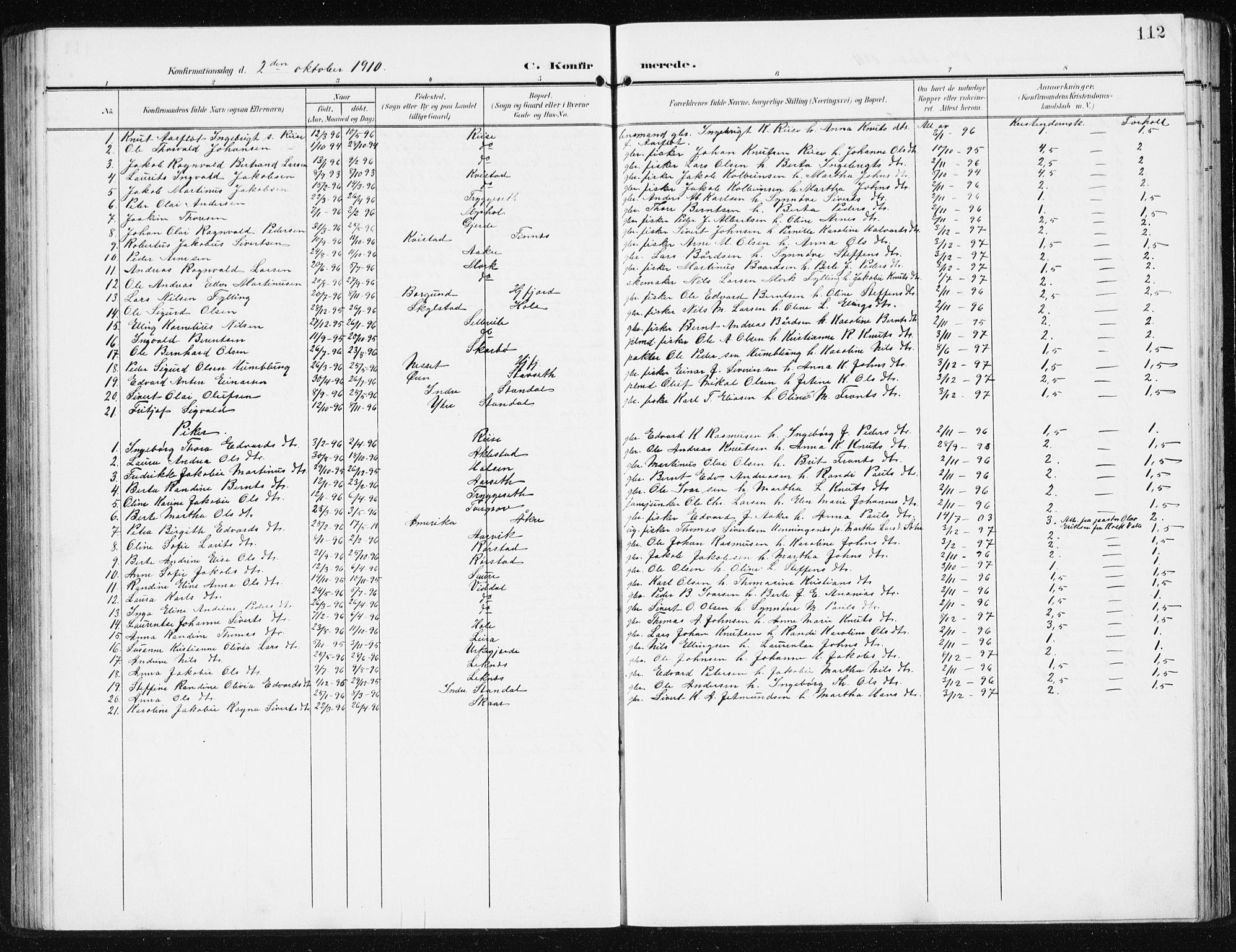 Ministerialprotokoller, klokkerbøker og fødselsregistre - Møre og Romsdal, SAT/A-1454/515/L0216: Parish register (copy) no. 515C03, 1906-1941, p. 112