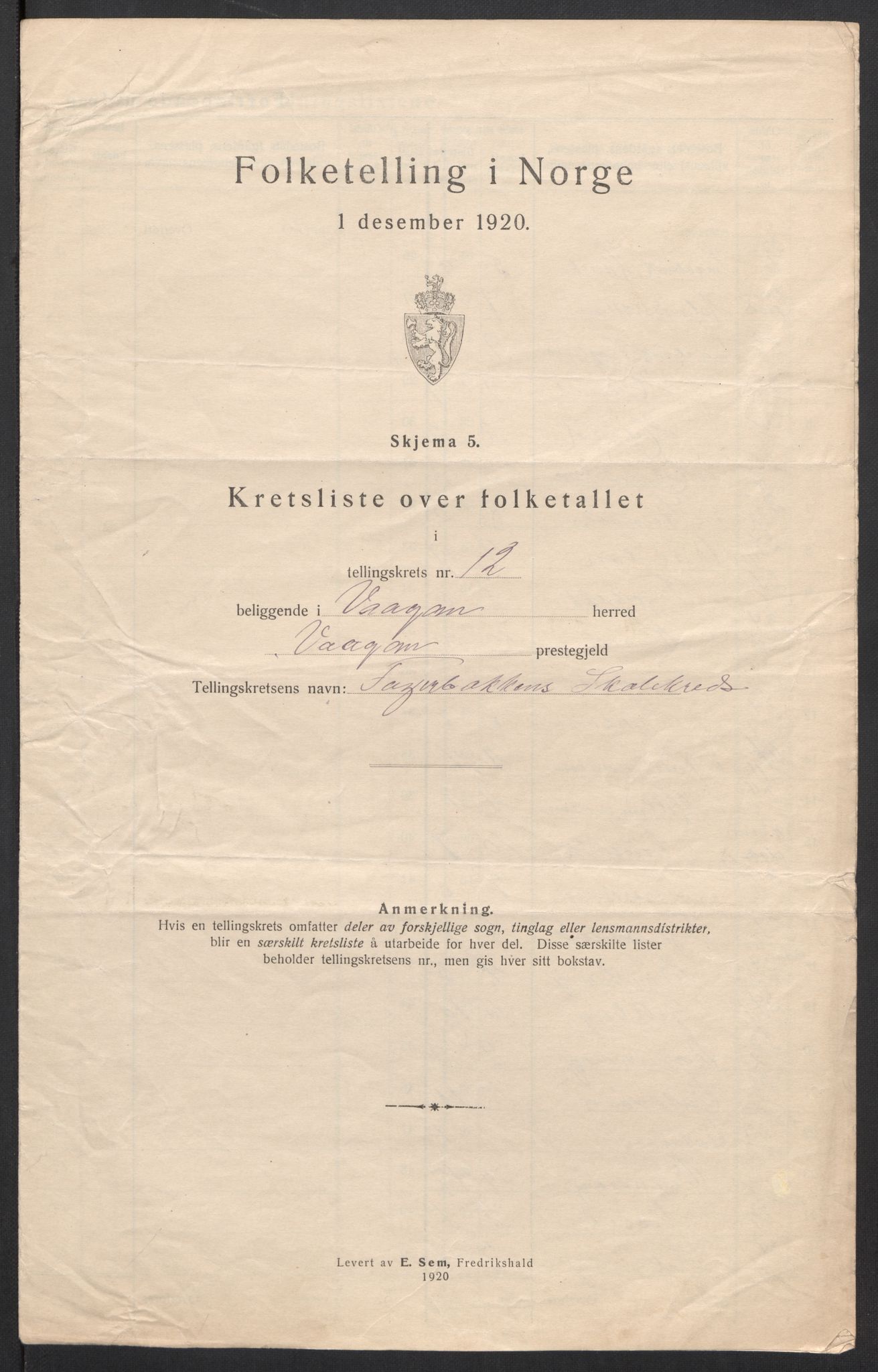 SAT, 1920 census for Vågan, 1920, p. 40