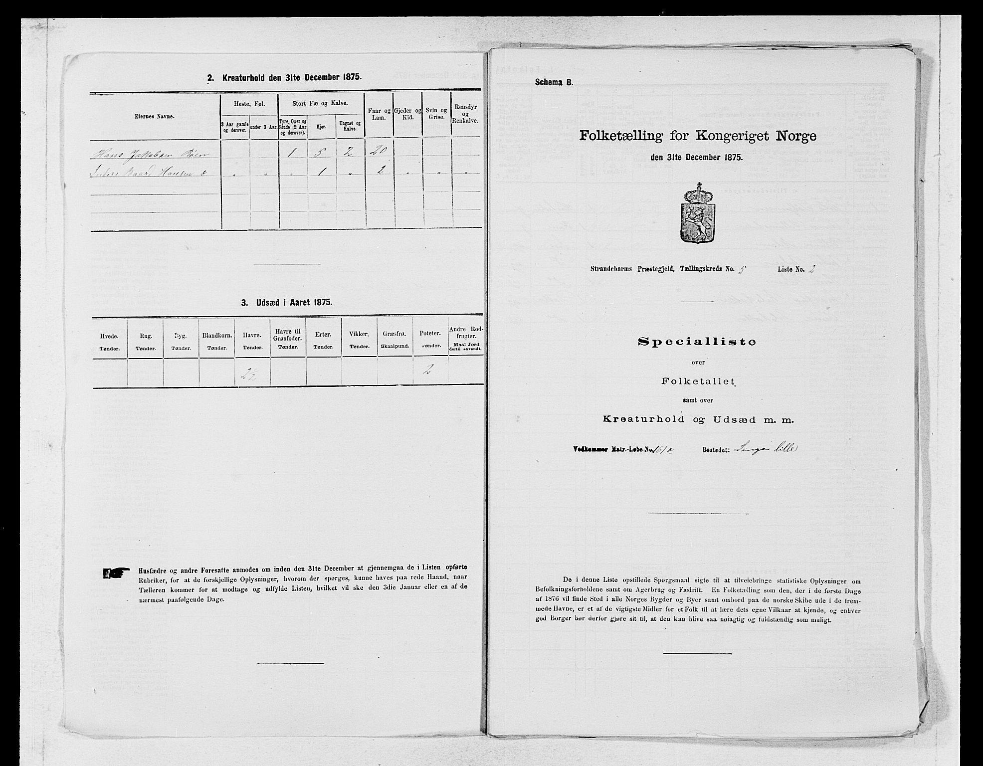 SAB, 1875 census for 1226P Strandebarm, 1875, p. 663