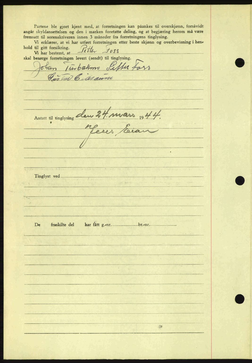 Fosen sorenskriveri, AV/SAT-A-1107/1/2/2C: Mortgage book no. A3, 1943-1945, Diary no: : 326/1944