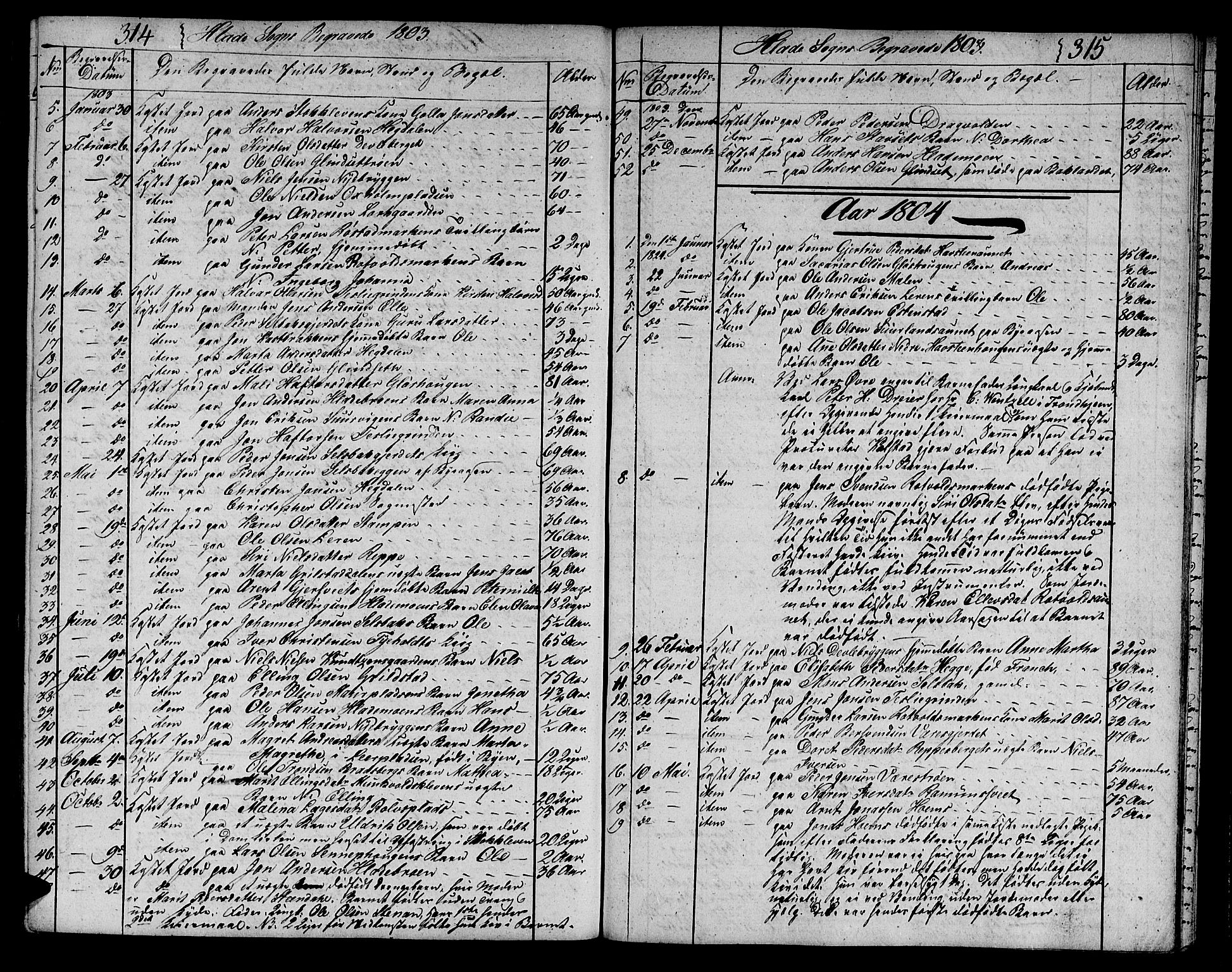 Ministerialprotokoller, klokkerbøker og fødselsregistre - Sør-Trøndelag, AV/SAT-A-1456/606/L0306: Parish register (copy) no. 606C02, 1797-1829, p. 314-315