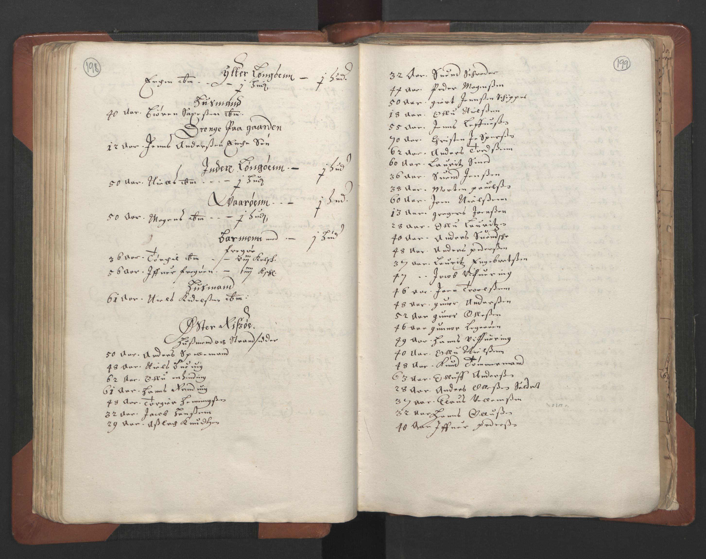 RA, Bailiff's Census 1664-1666, no. 7: Nedenes fogderi, 1664-1666, p. 198-199