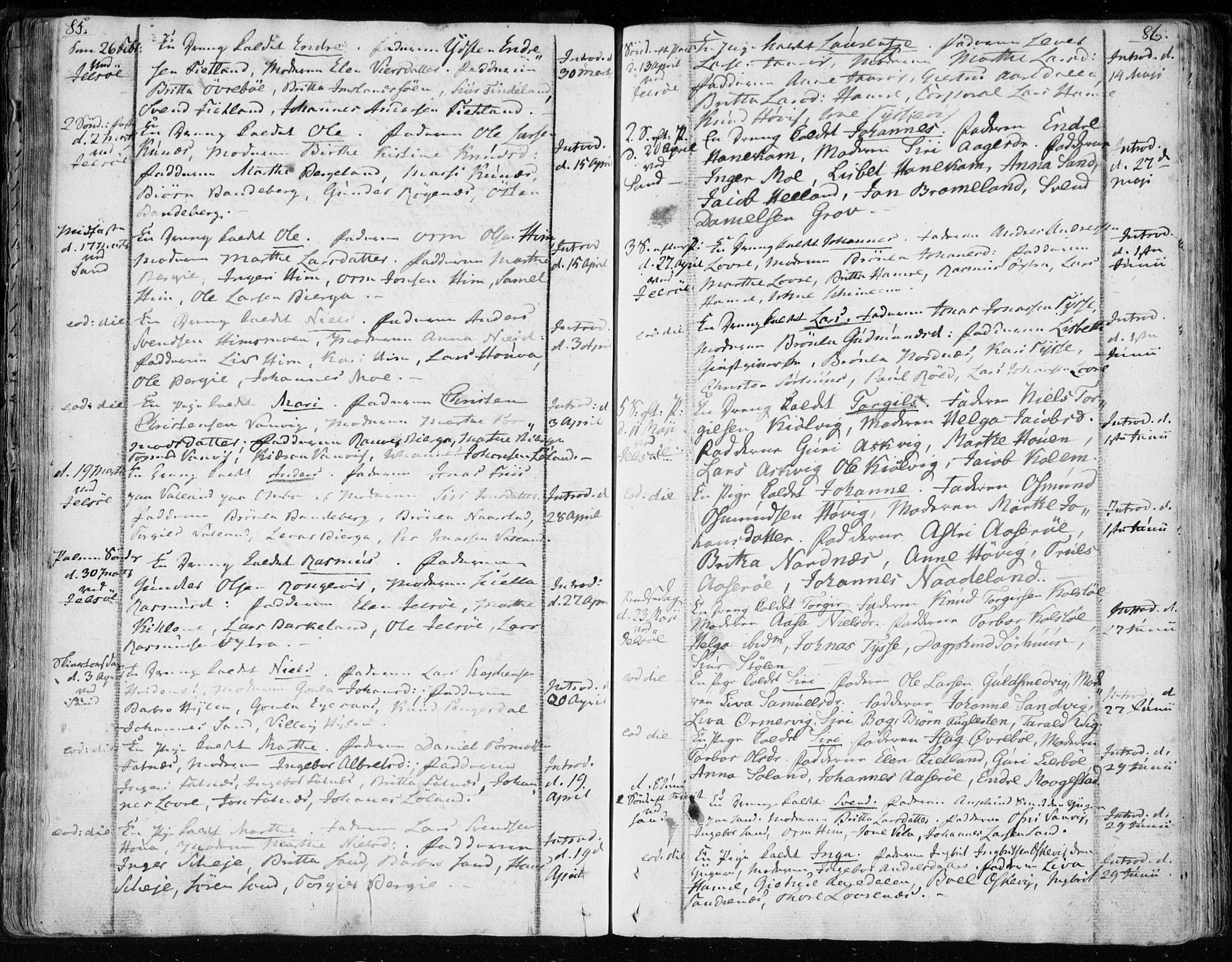 Jelsa sokneprestkontor, AV/SAST-A-101842/01/IV: Parish register (official) no. A 4, 1796-1816, p. 85-86