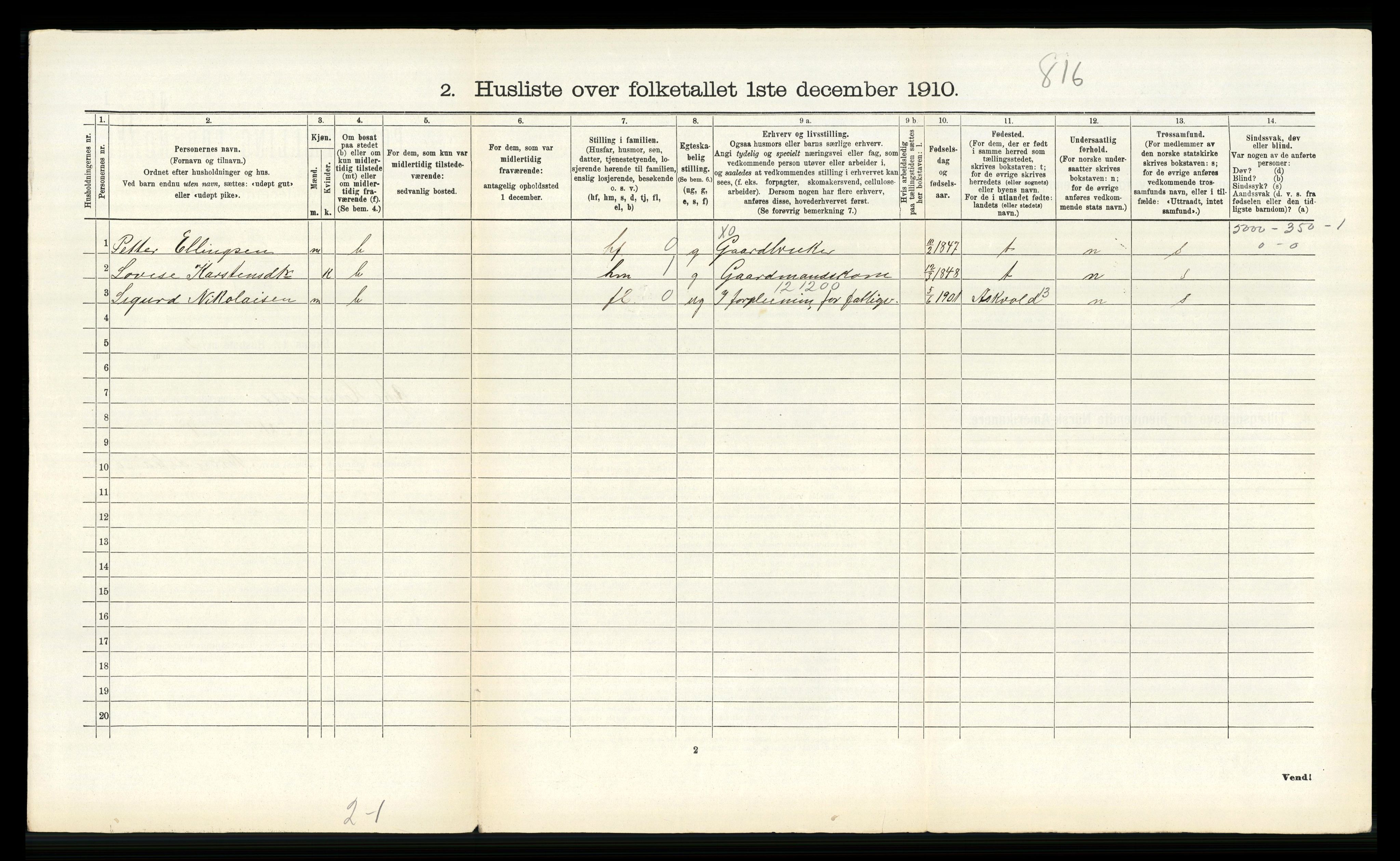 RA, 1910 census for Ytre Holmedal, 1910, p. 335