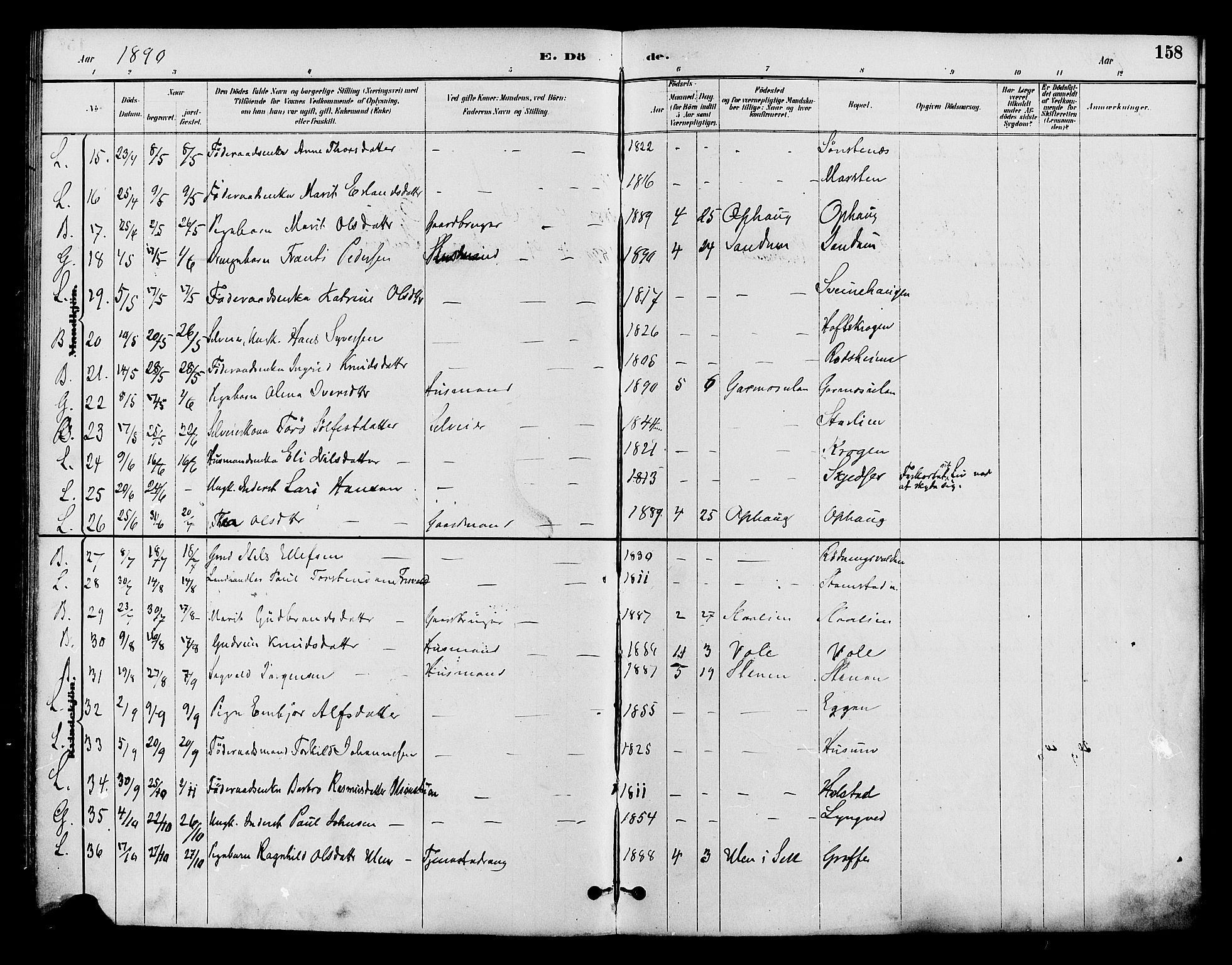 Lom prestekontor, AV/SAH-PREST-070/K/L0008: Parish register (official) no. 8, 1885-1898, p. 158