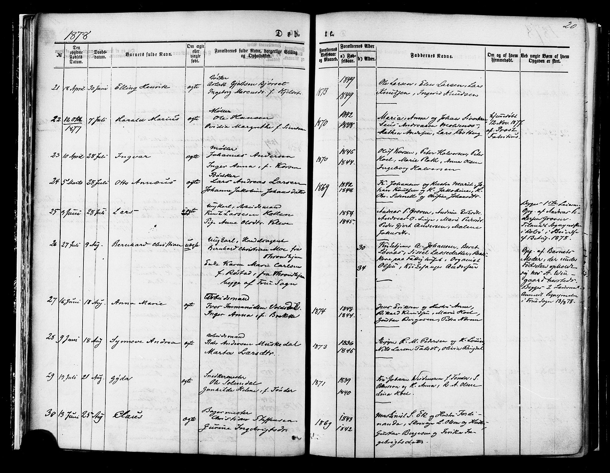 Ministerialprotokoller, klokkerbøker og fødselsregistre - Møre og Romsdal, AV/SAT-A-1454/558/L0691: Parish register (official) no. 558A05, 1873-1886, p. 20