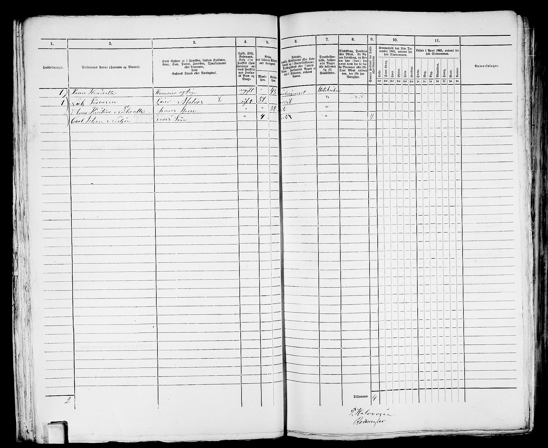 RA, 1865 census for Larvik, 1865, p. 702