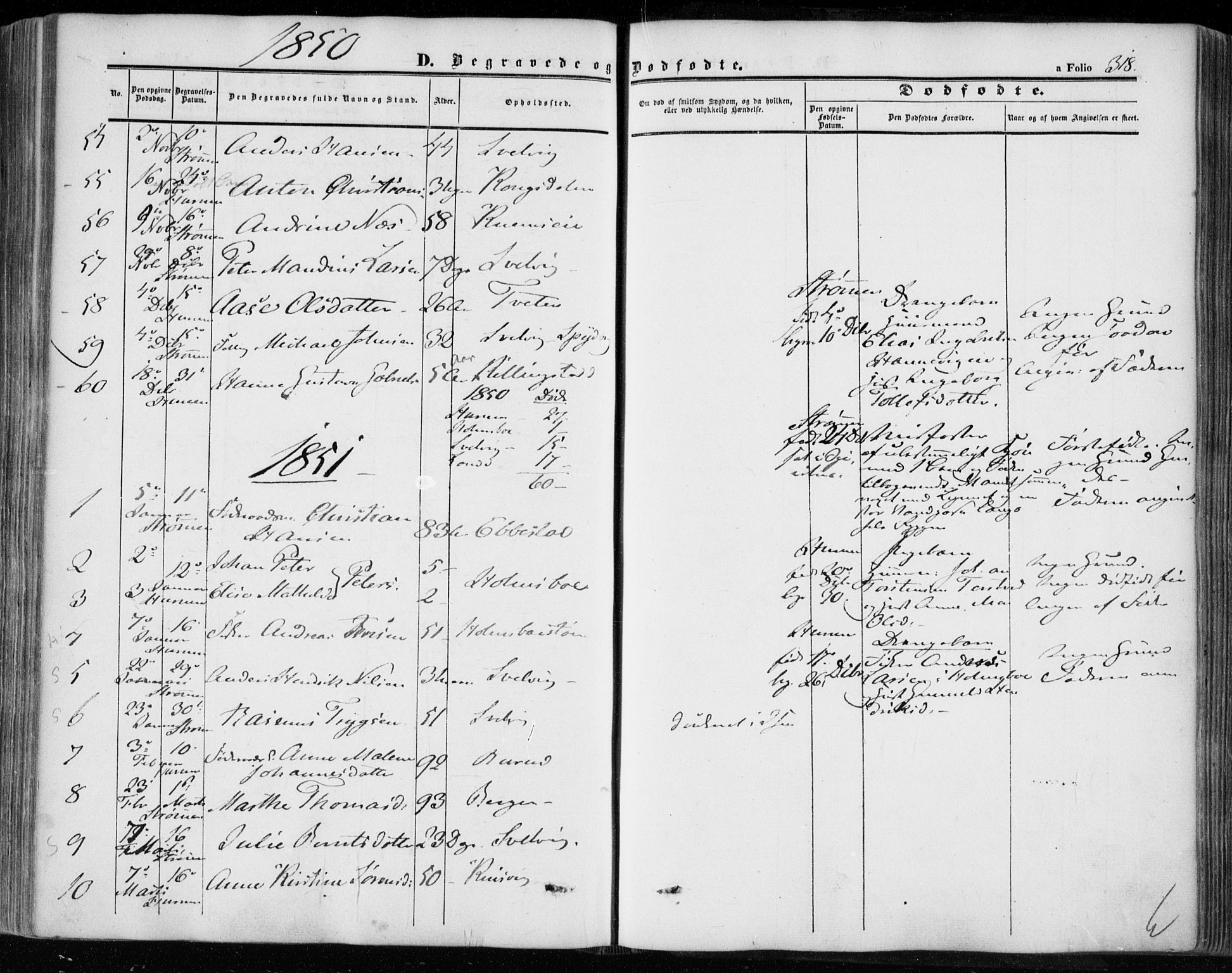 Hurum kirkebøker, SAKO/A-229/F/Fa/L0011: Parish register (official) no. 11, 1847-1860, p. 318