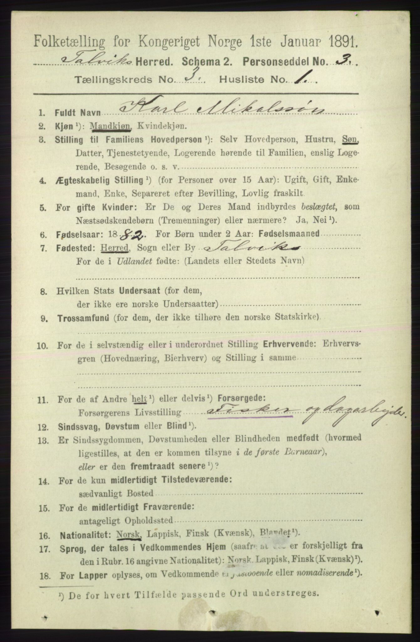 RA, 1891 census for 2013 Talvik, 1891, p. 725