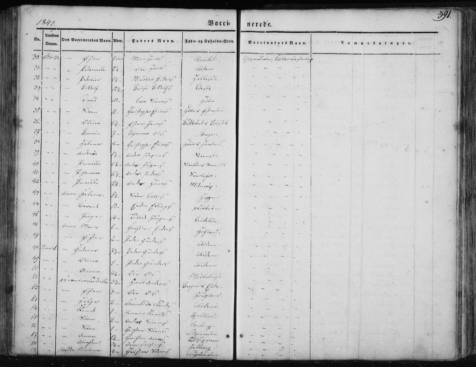 Fjaler sokneprestembete, SAB/A-79801/H/Haa/Haaa/L0006: Parish register (official) no. A 6, 1835-1884, p. 391