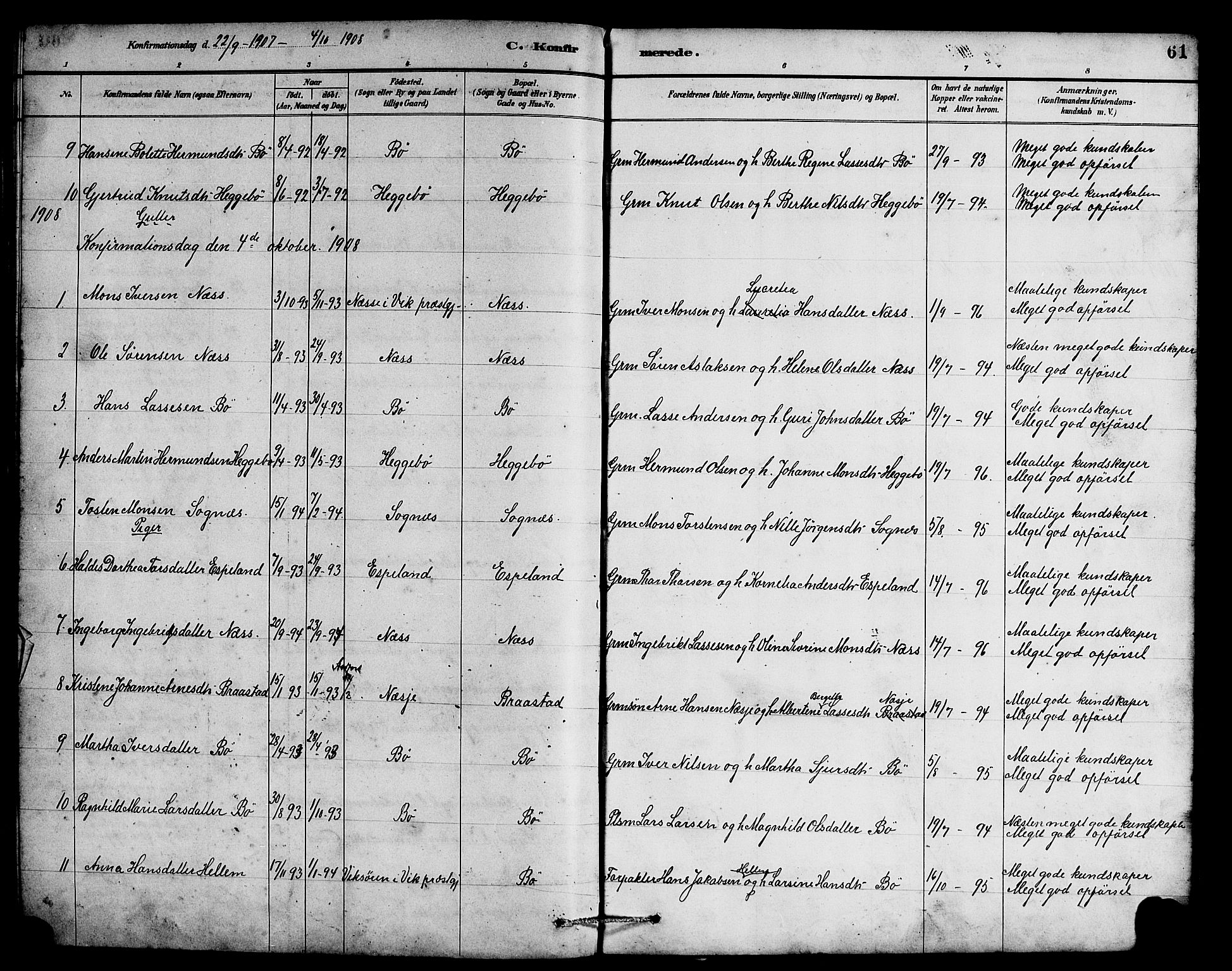 Hyllestad sokneprestembete, SAB/A-80401: Parish register (copy) no. B 2, 1889-1915, p. 61
