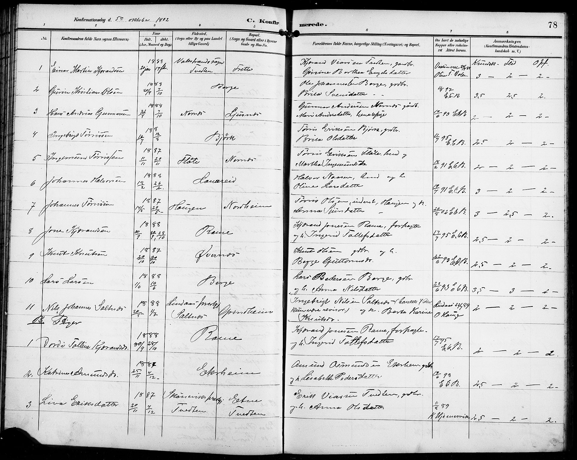 Etne sokneprestembete, SAB/A-75001/H/Hab: Parish register (copy) no. C 5, 1896-1920, p. 78