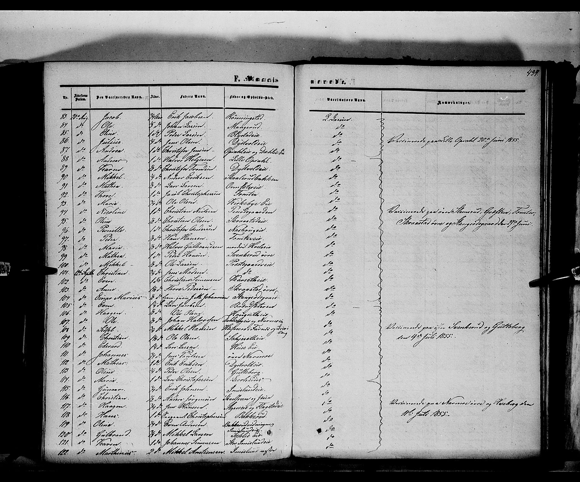 Vang prestekontor, Hedmark, AV/SAH-PREST-008/H/Ha/Haa/L0012: Parish register (official) no. 12, 1855-1870, p. 439