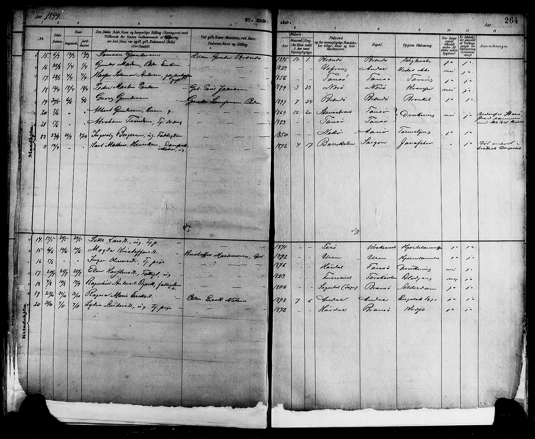 Kinn sokneprestembete, SAB/A-80801/H/Hab/Haba/L0002: Parish register (copy) no. A 2, 1882-1906, p. 264