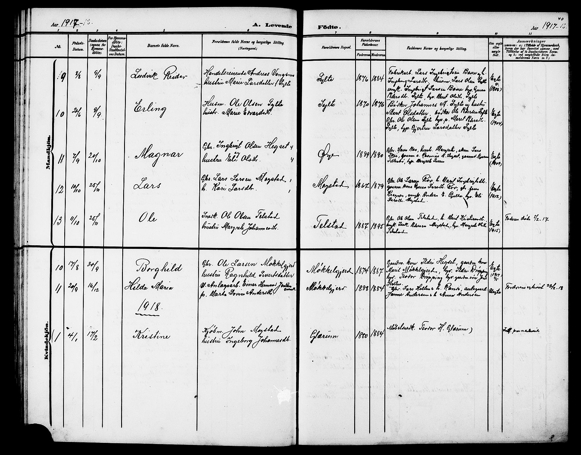 Ministerialprotokoller, klokkerbøker og fødselsregistre - Møre og Romsdal, AV/SAT-A-1454/595/L1053: Parish register (copy) no. 595C05, 1901-1919, p. 40