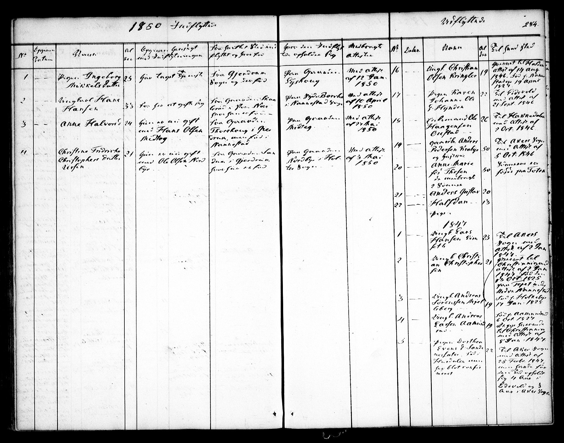 Nannestad prestekontor Kirkebøker, AV/SAO-A-10414a/F/Fa/L0010: Parish register (official) no. I 10, 1840-1850, p. 284