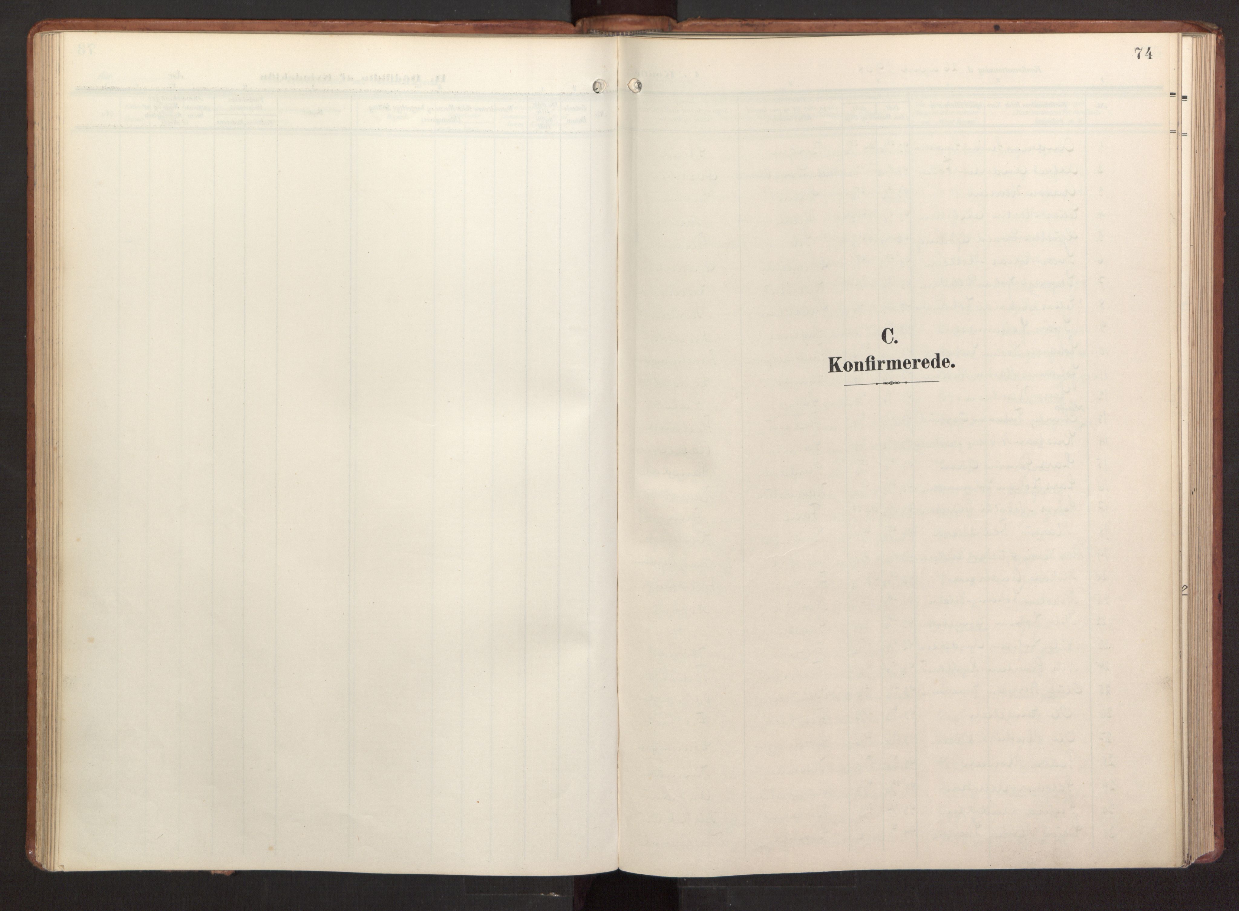 Fana Sokneprestembete, SAB/A-75101/H/Haa/Haab/L0004: Parish register (official) no. B 4, 1908-1915, p. 74