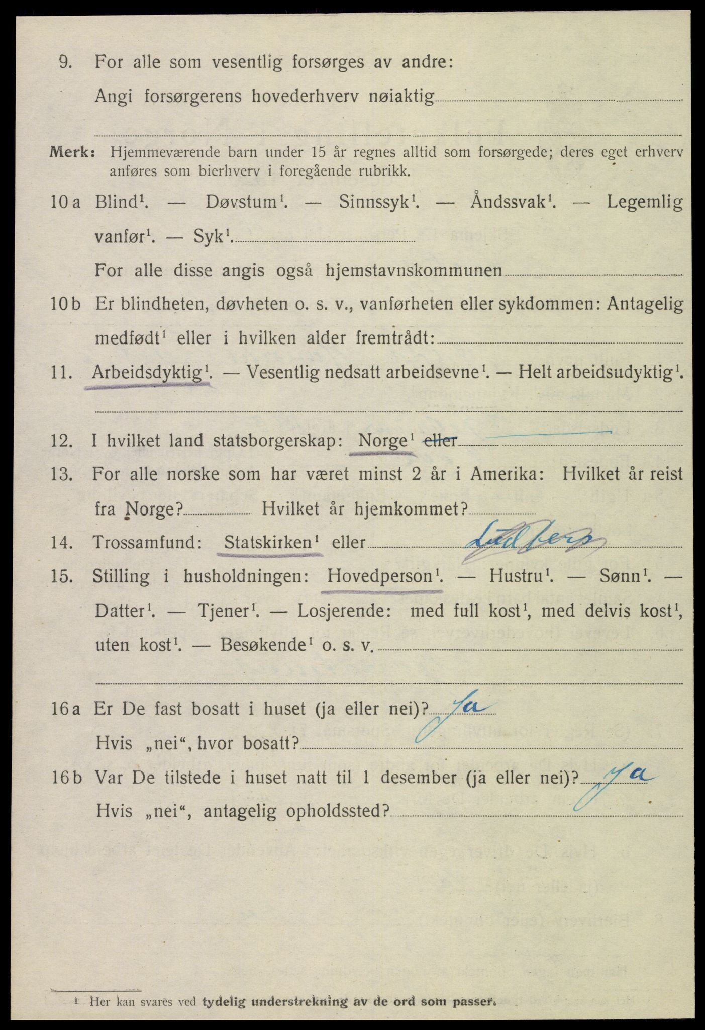 SAT, 1920 census for Steinkjer, 1920, p. 5327