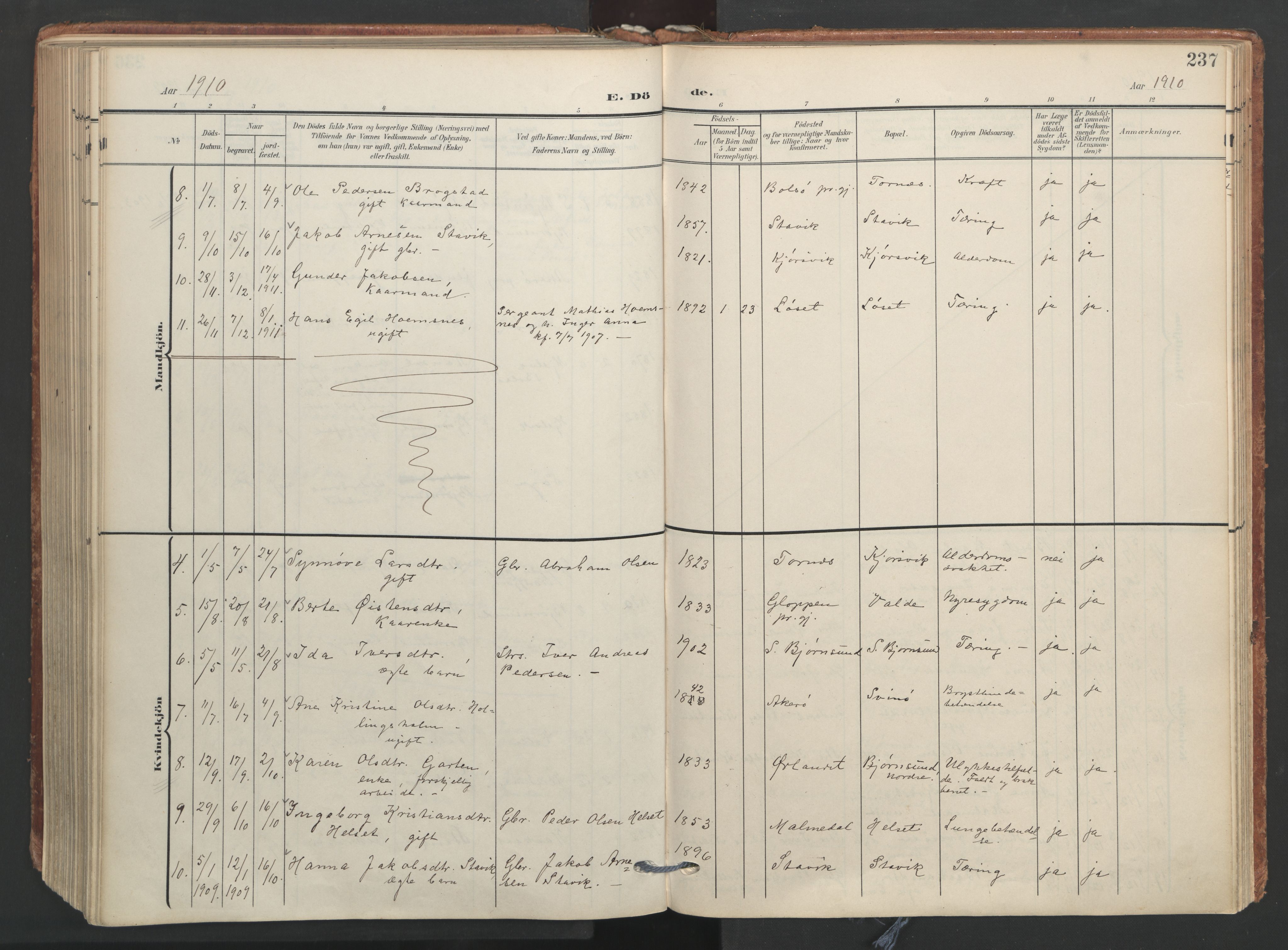 Ministerialprotokoller, klokkerbøker og fødselsregistre - Møre og Romsdal, SAT/A-1454/565/L0751: Parish register (official) no. 565A05, 1905-1979, p. 237