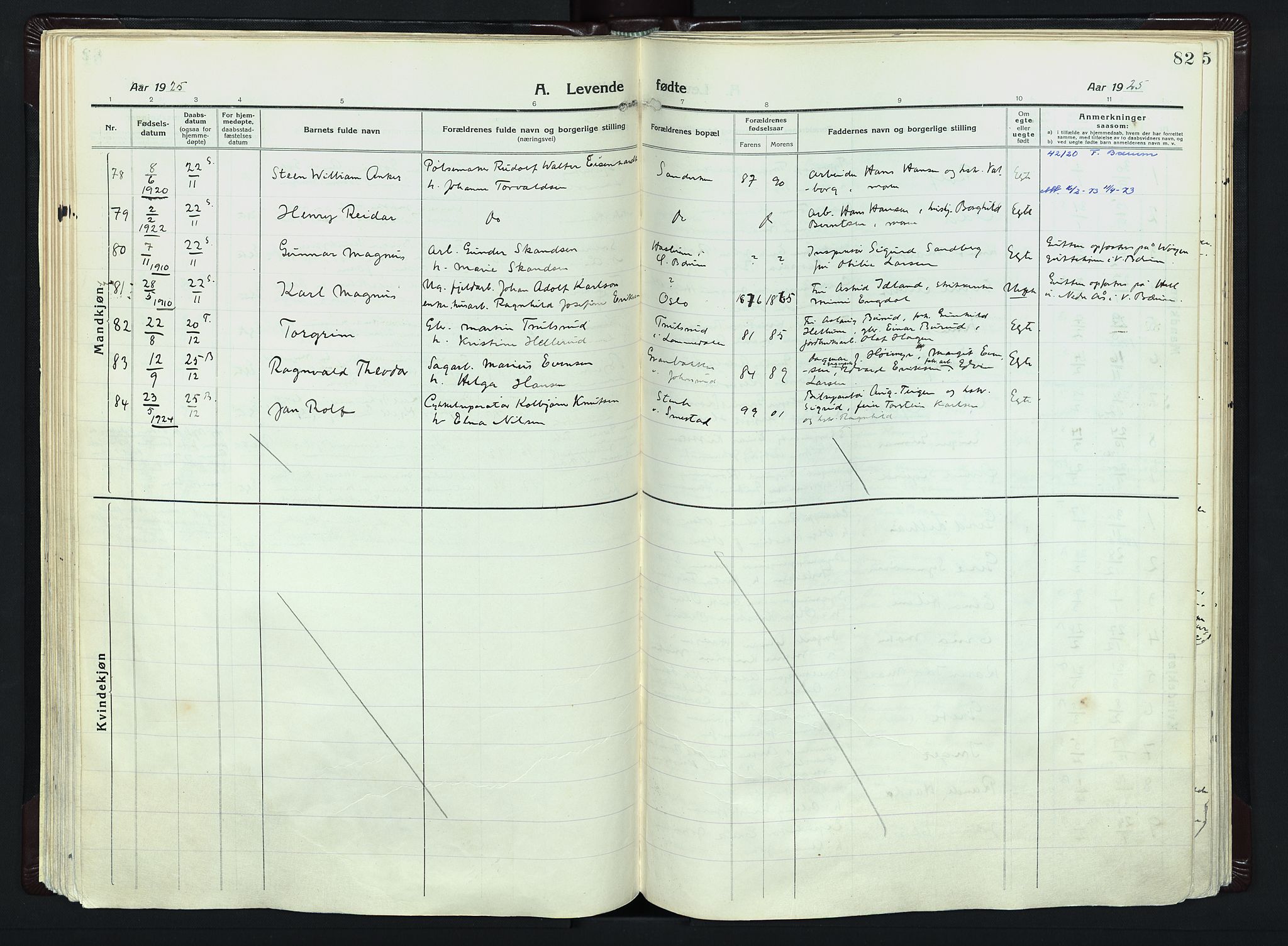 Vestre Bærum prestekontor Kirkebøker, AV/SAO-A-10209a/F/Fa/L0003: Parish register (official) no. 3, 1916-1930, p. 82