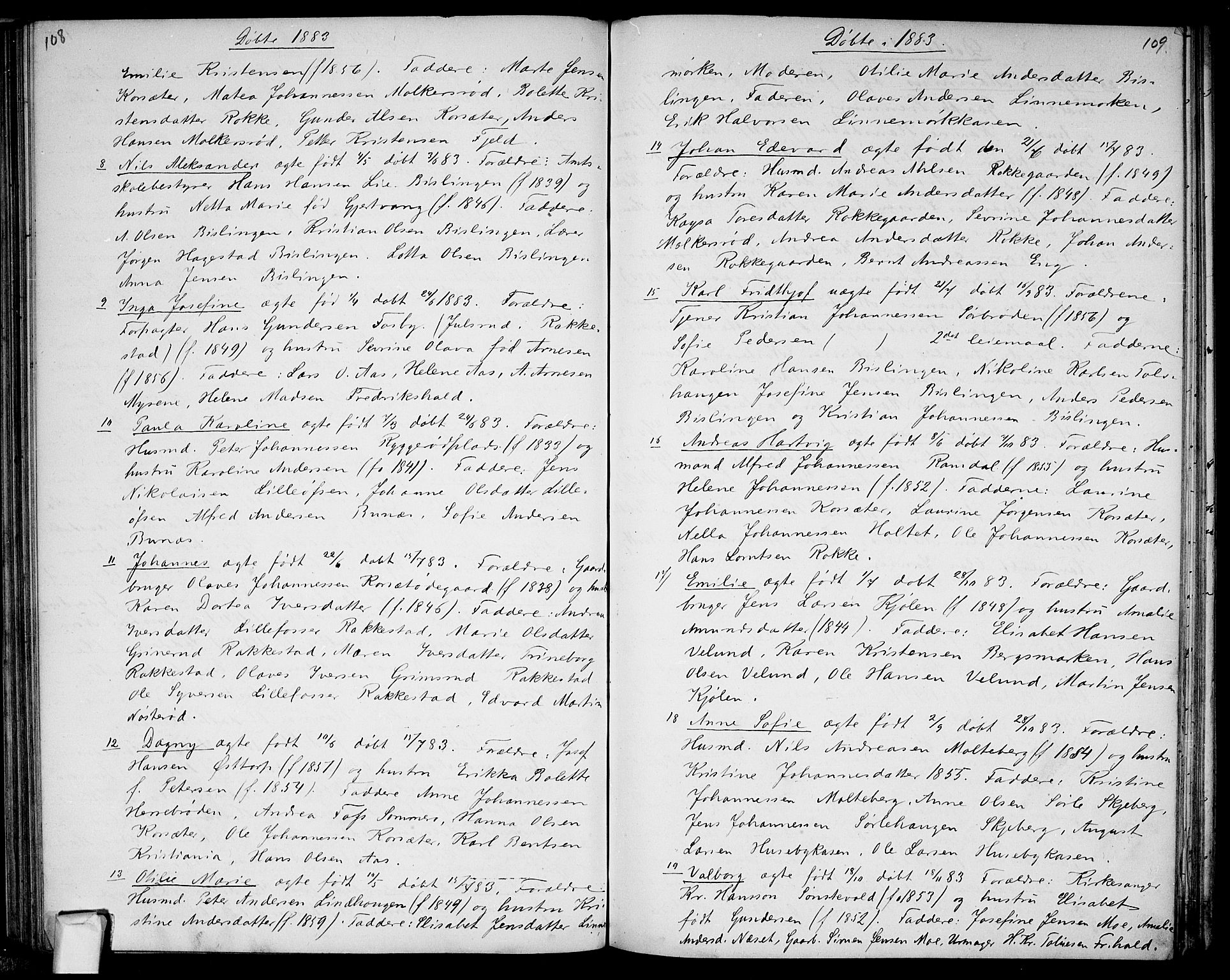 Berg prestekontor Kirkebøker, SAO/A-10902/G/Gc/L0002: Parish register (copy) no. III 2, 1856-1887, p. 108-109