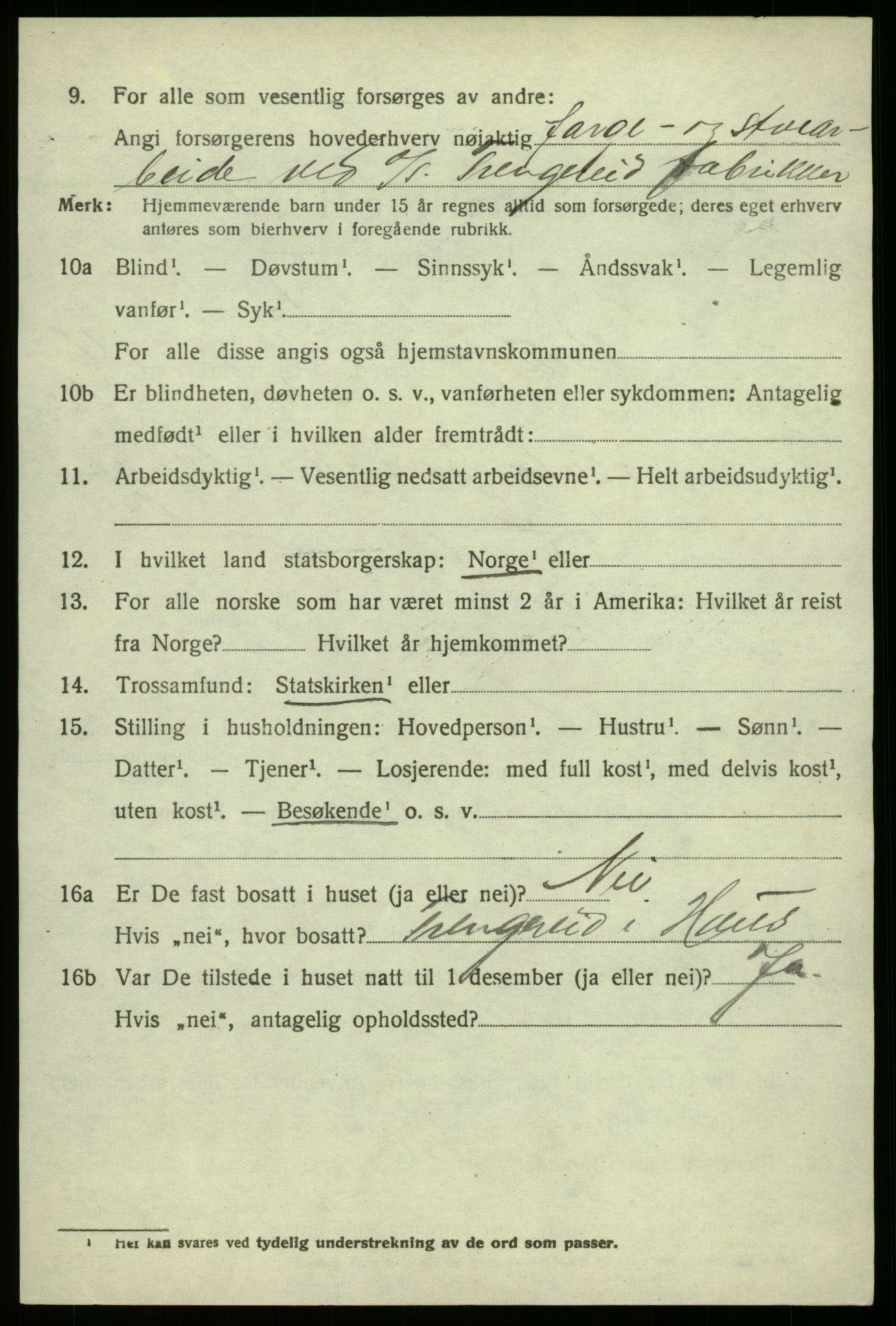 SAB, 1920 census for Haus, 1920, p. 3272