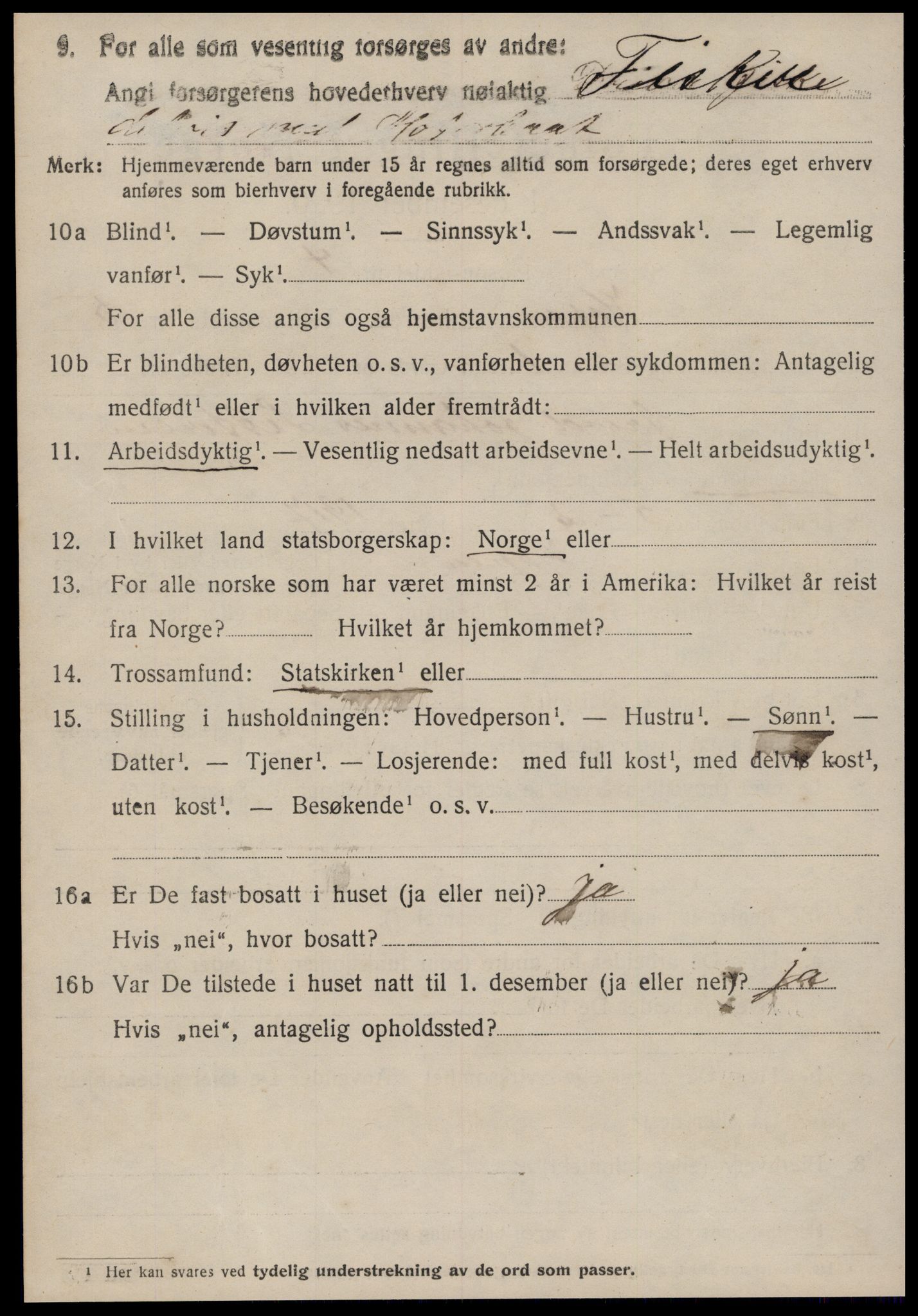 SAT, 1920 census for Hopen, 1920, p. 2359