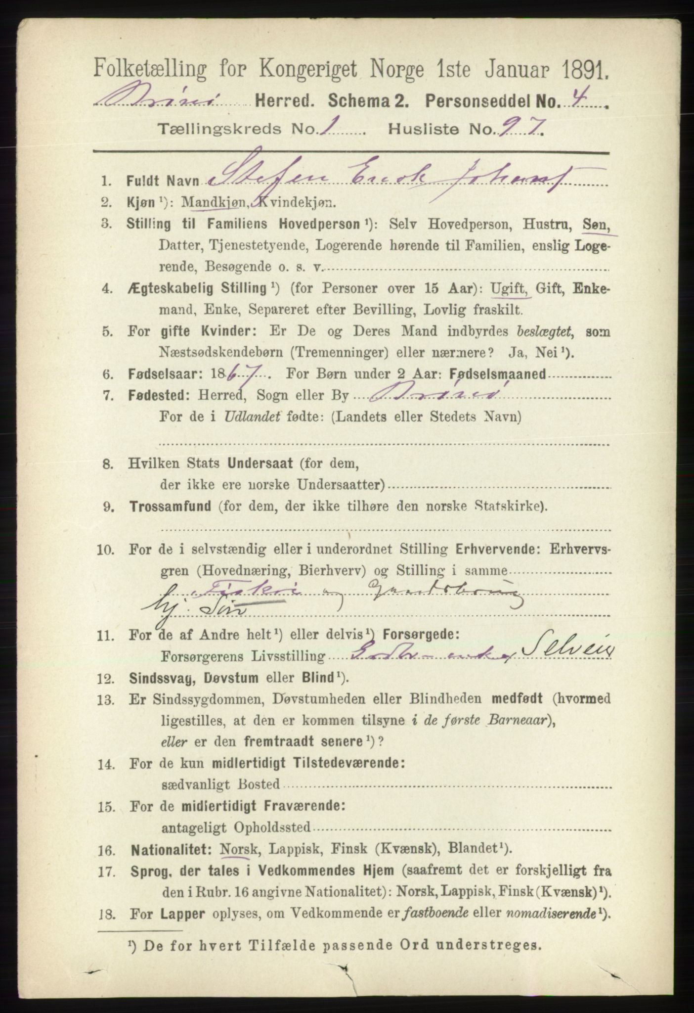 RA, 1891 census for 1814 Brønnøy, 1891, p. 741