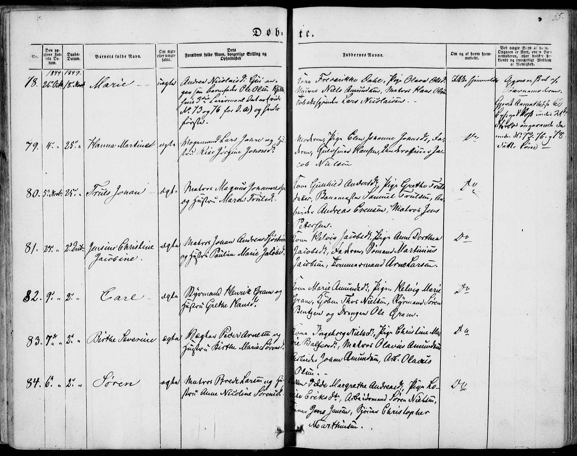 Tønsberg kirkebøker, AV/SAKO-A-330/F/Fa/L0007: Parish register (official) no. I 7, 1845-1854, p. 55