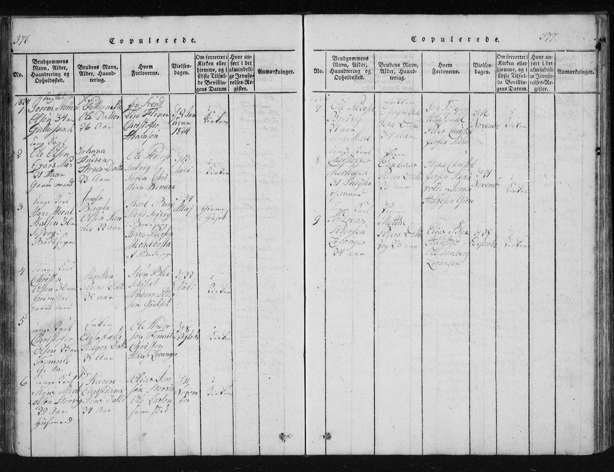 Ministerialprotokoller, klokkerbøker og fødselsregistre - Nordland, SAT/A-1459/805/L0096: Parish register (official) no. 805A03, 1820-1837, p. 376-377