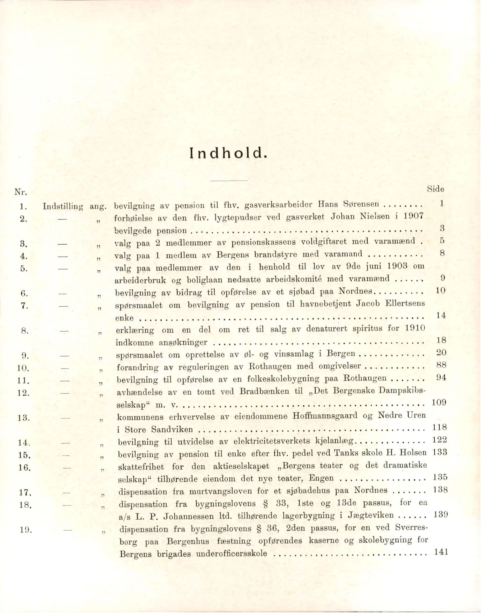Bergen kommune. Formannskapet, BBA/A-0003/Ad/L0082: Bergens Kommuneforhandlinger, bind I, 1910